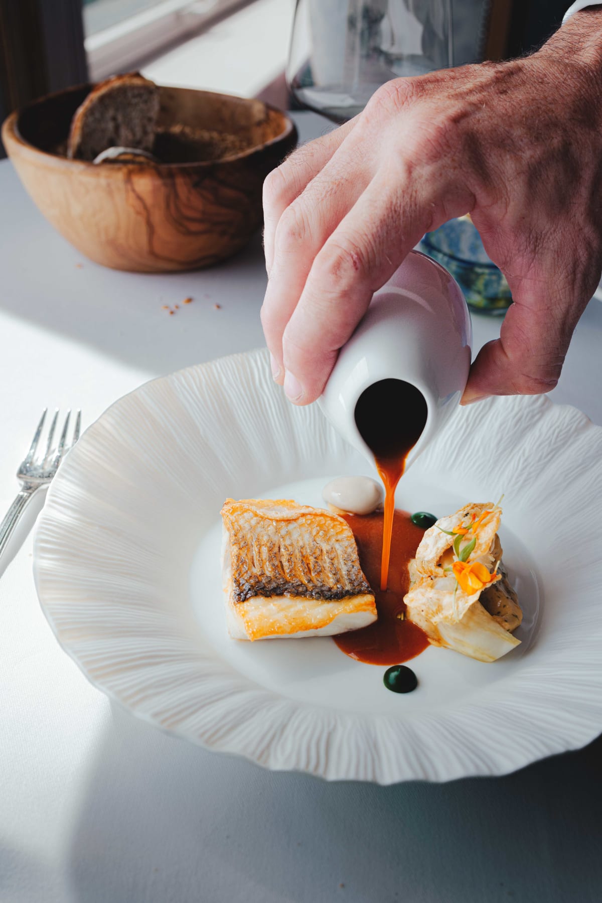 La Chèvre d'Or, Èze: the grilled seasonal fish with roasted vegetable