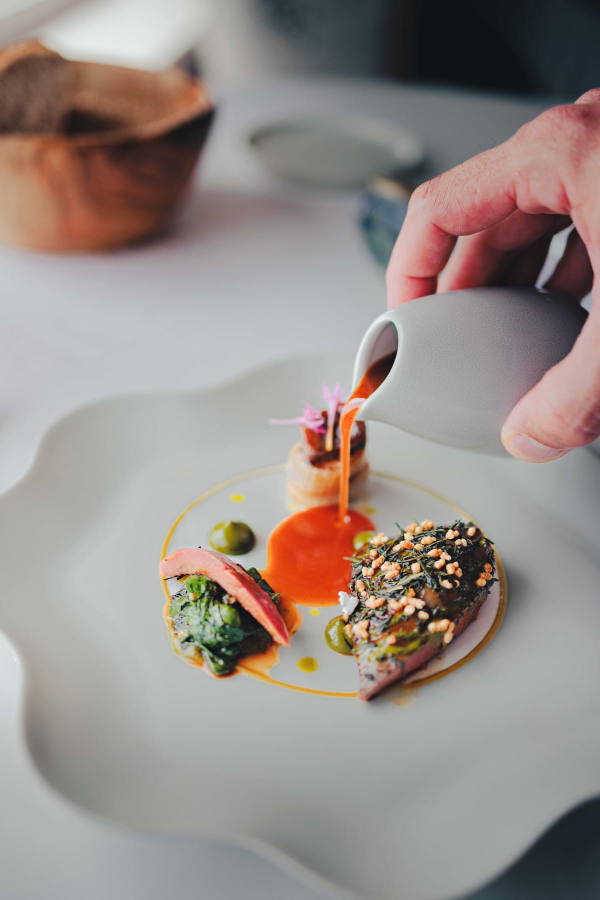 La Chèvre d'Or, Èze: the sauce poured over the pigeon