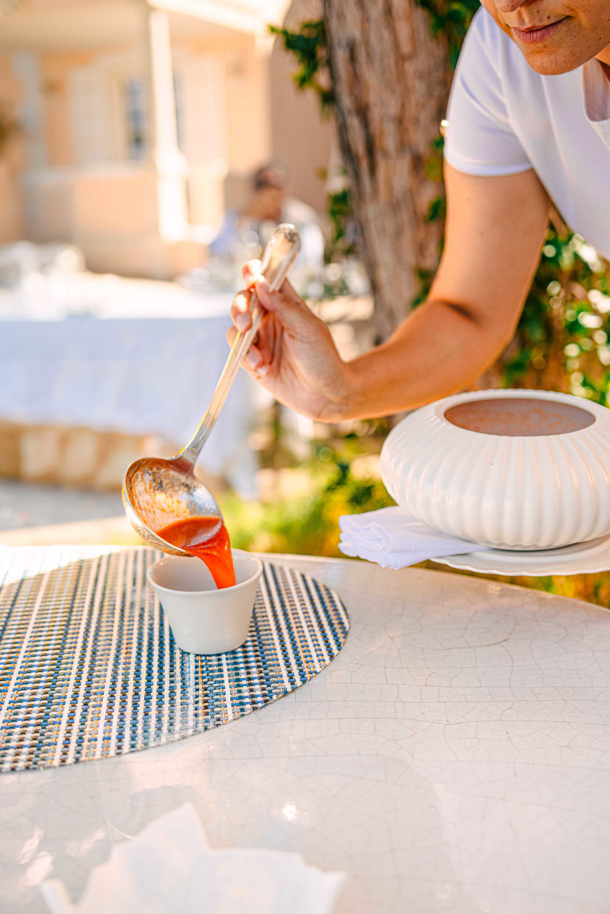 La Terrasse, Saint-Tropez: the cold tomato soup poured at the table