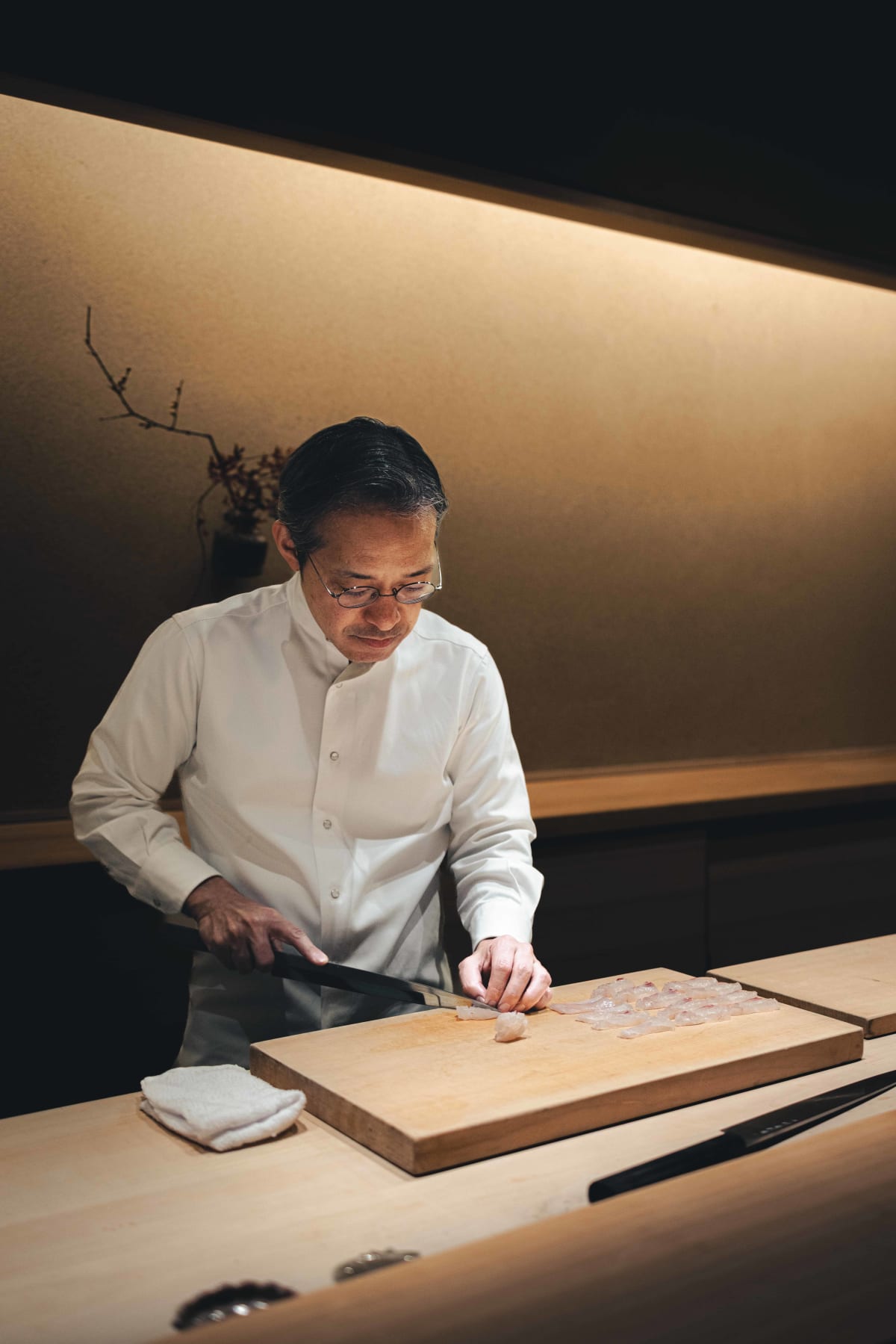 Myoujyaku, Tokyo: the taisho at the sashimi board