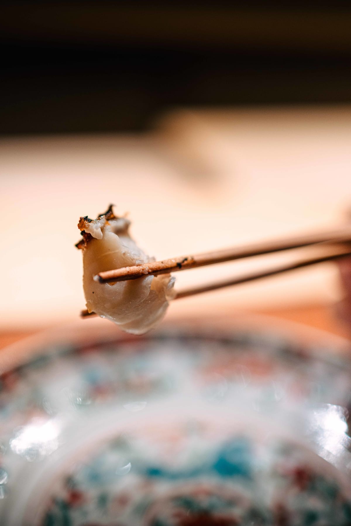 Myoujyaku, Tokyo: a piece of the flounder lifted