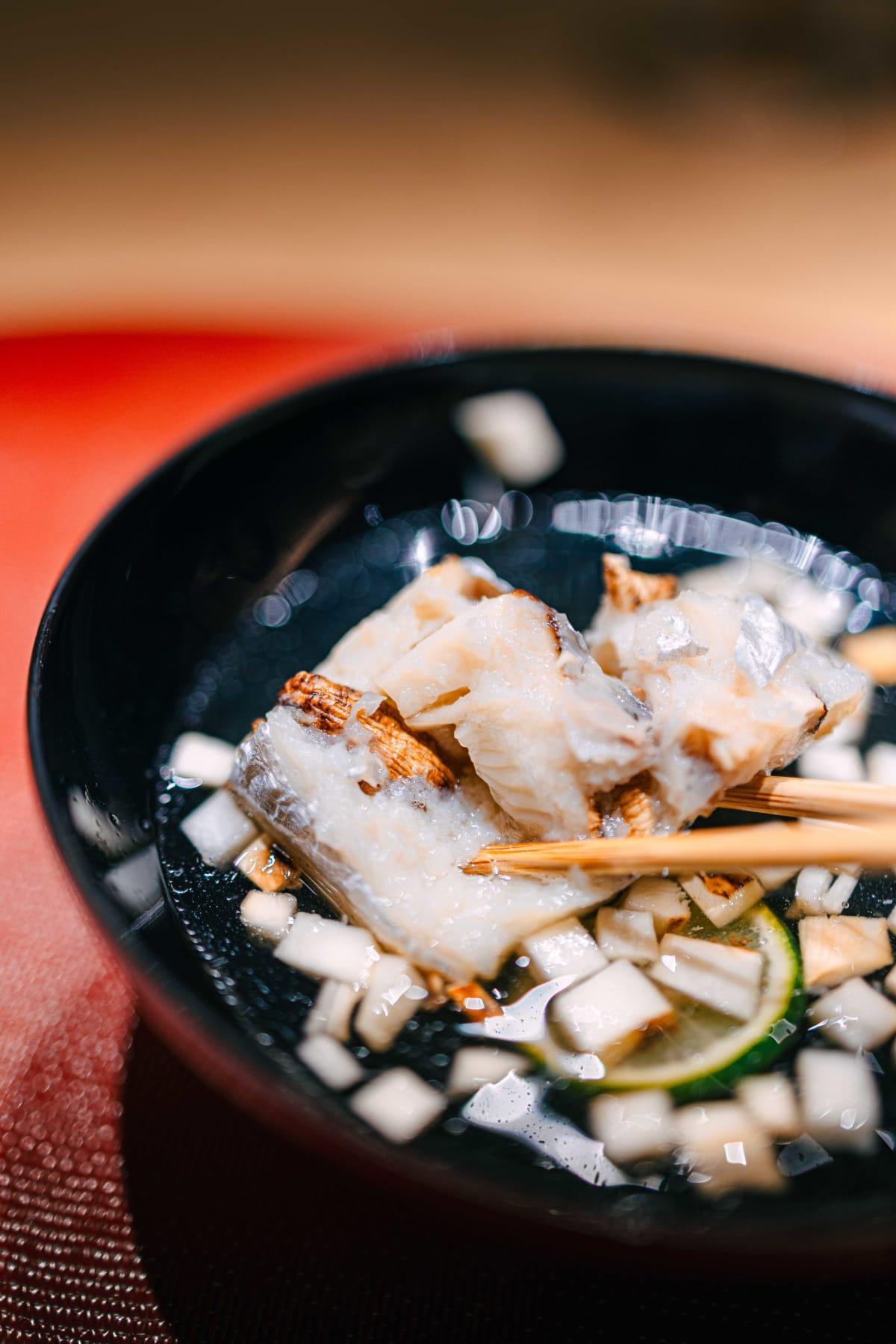 Mitou, Seoul: hairtail with songi set inside the flesh