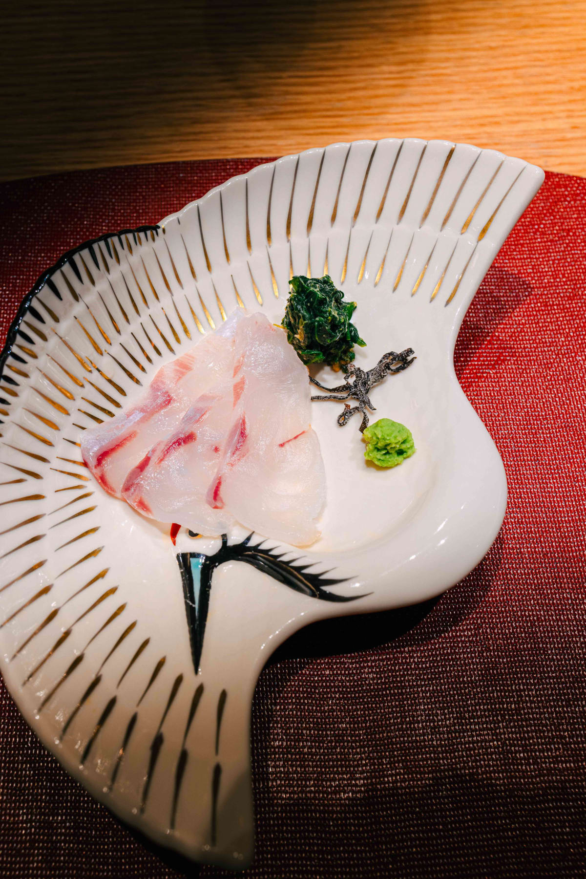 Mitou, Seoul: the grouper sashimi on its plate
