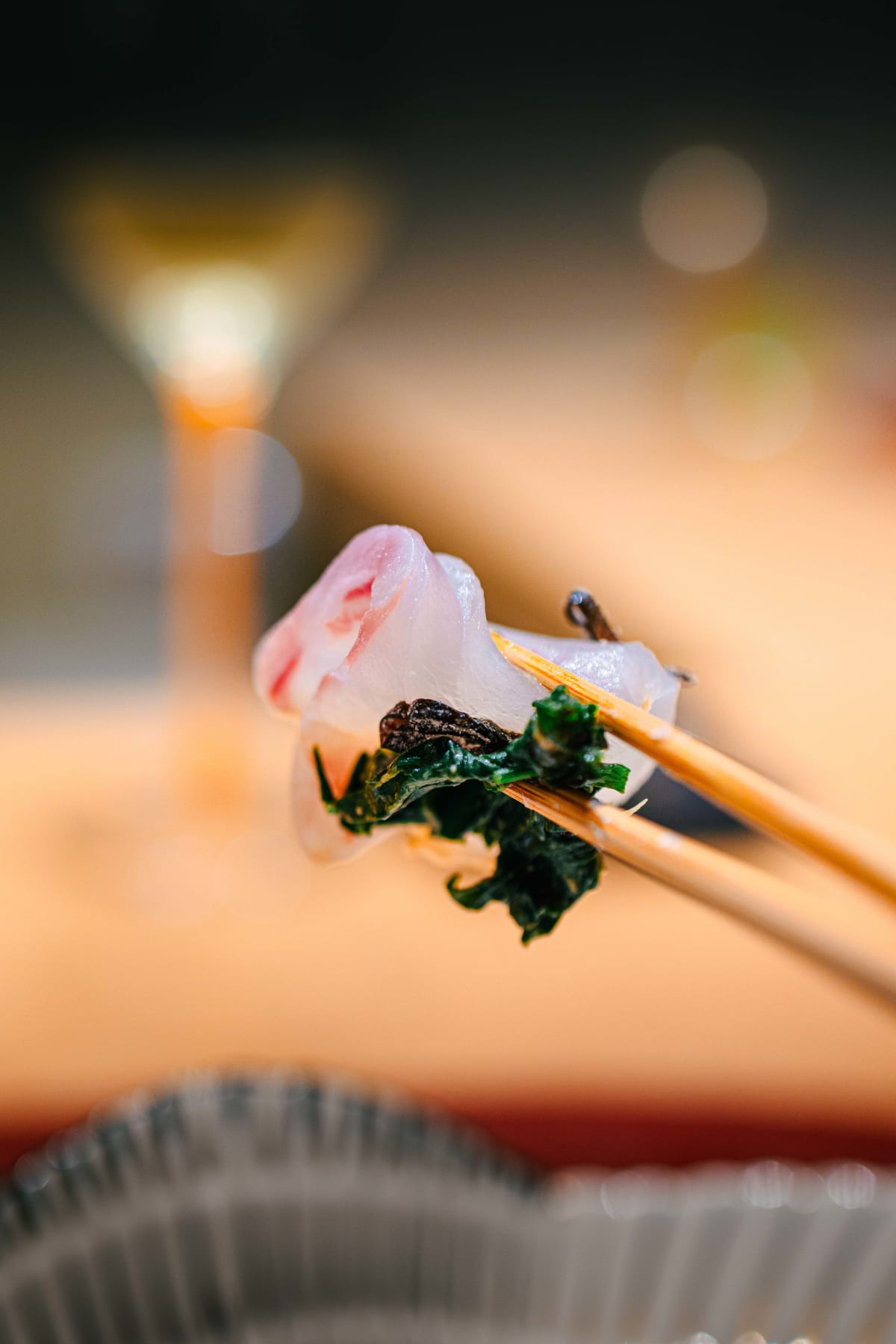 Mitou, Seoul: grouper sashimi eaten with its garnishes
