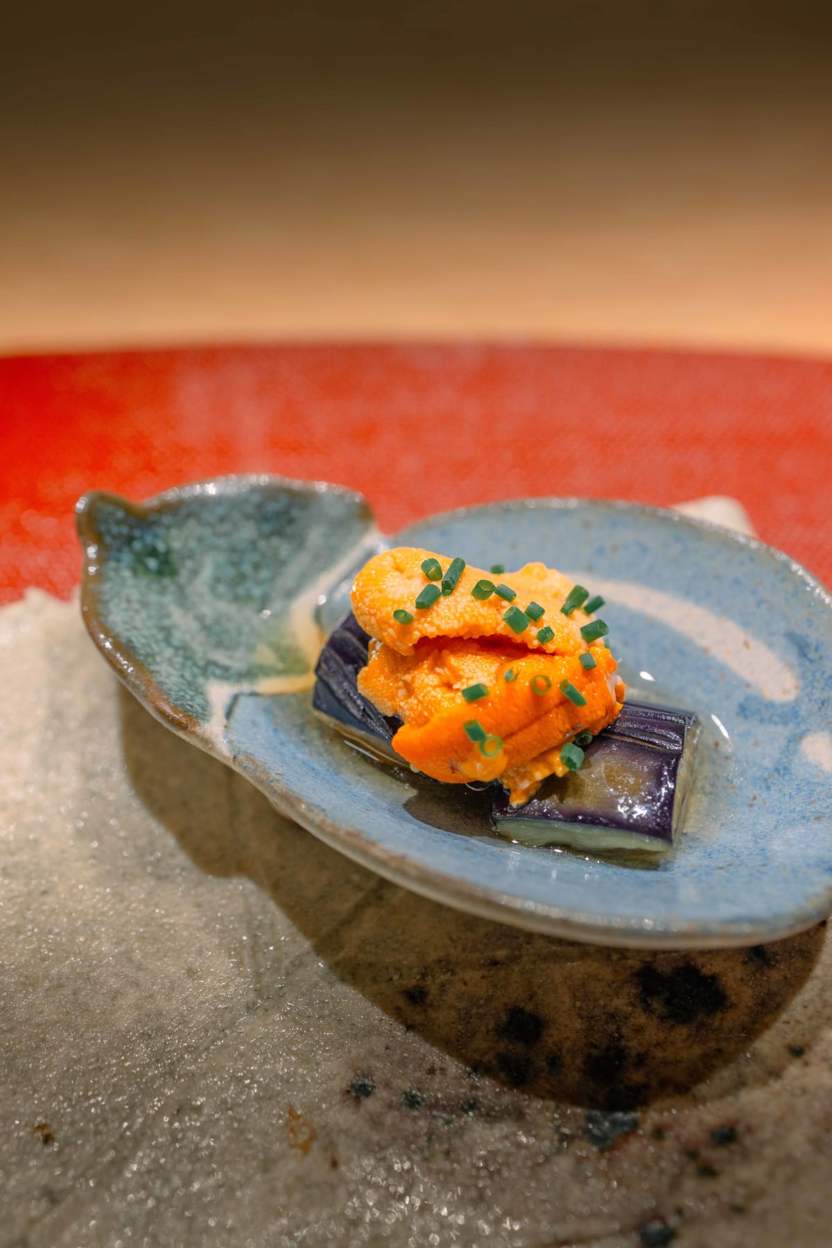 Mitou, Seoul: aubergine and sea urchin from the hassun