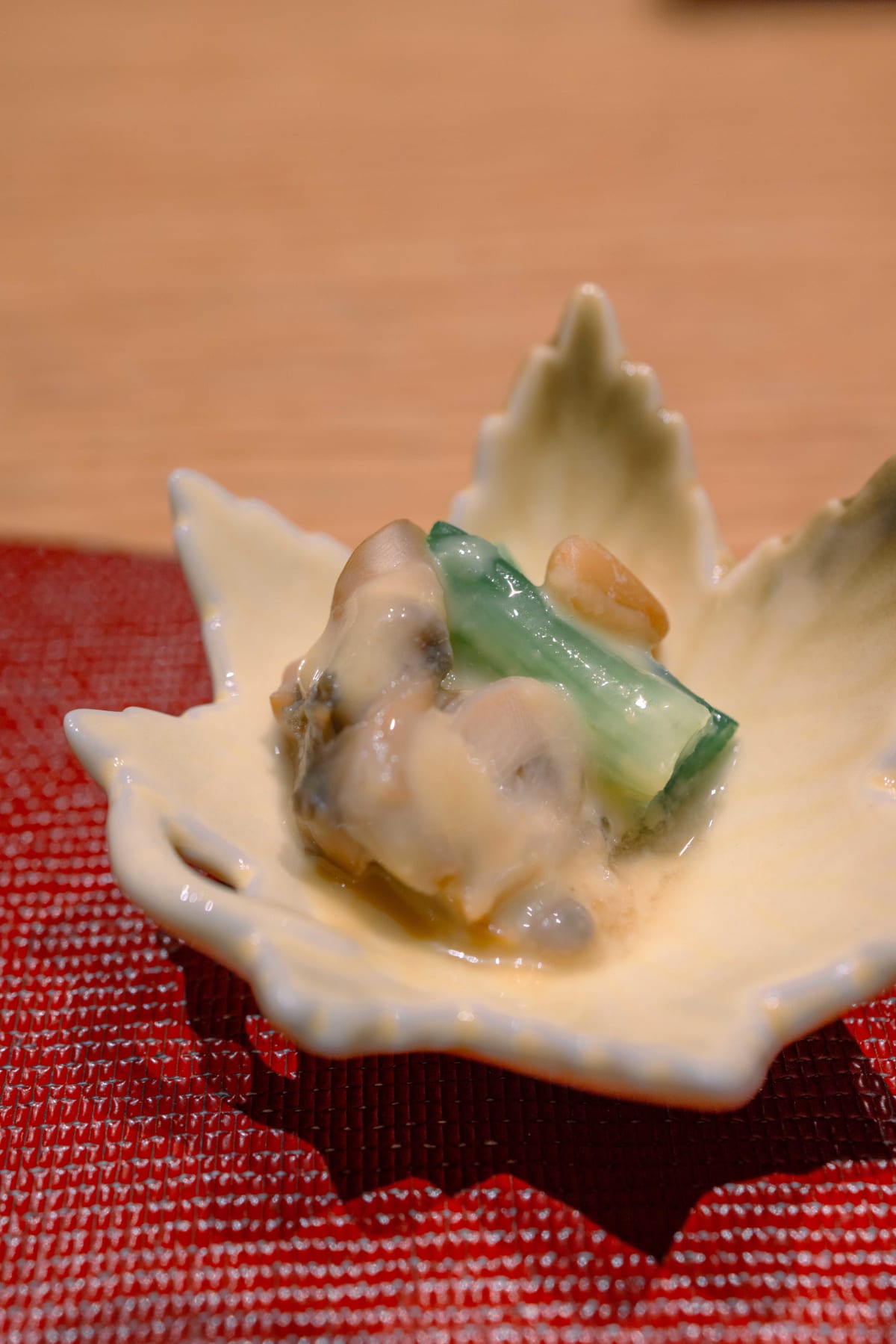 Mitou, Seoul: seafood and vegetables with a natto sauce from the hassun