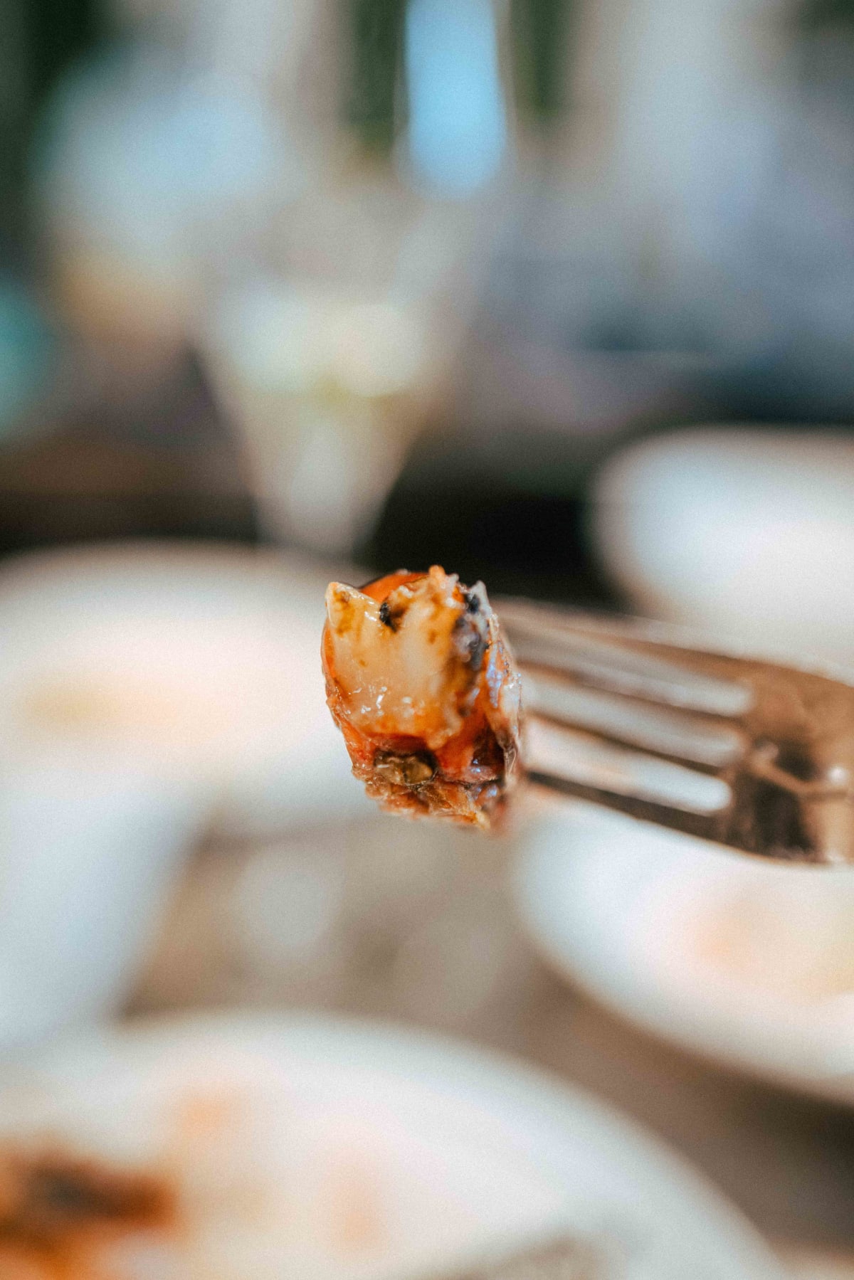 Ultramarinos Marín, Barcelona: a prawn head on a fork