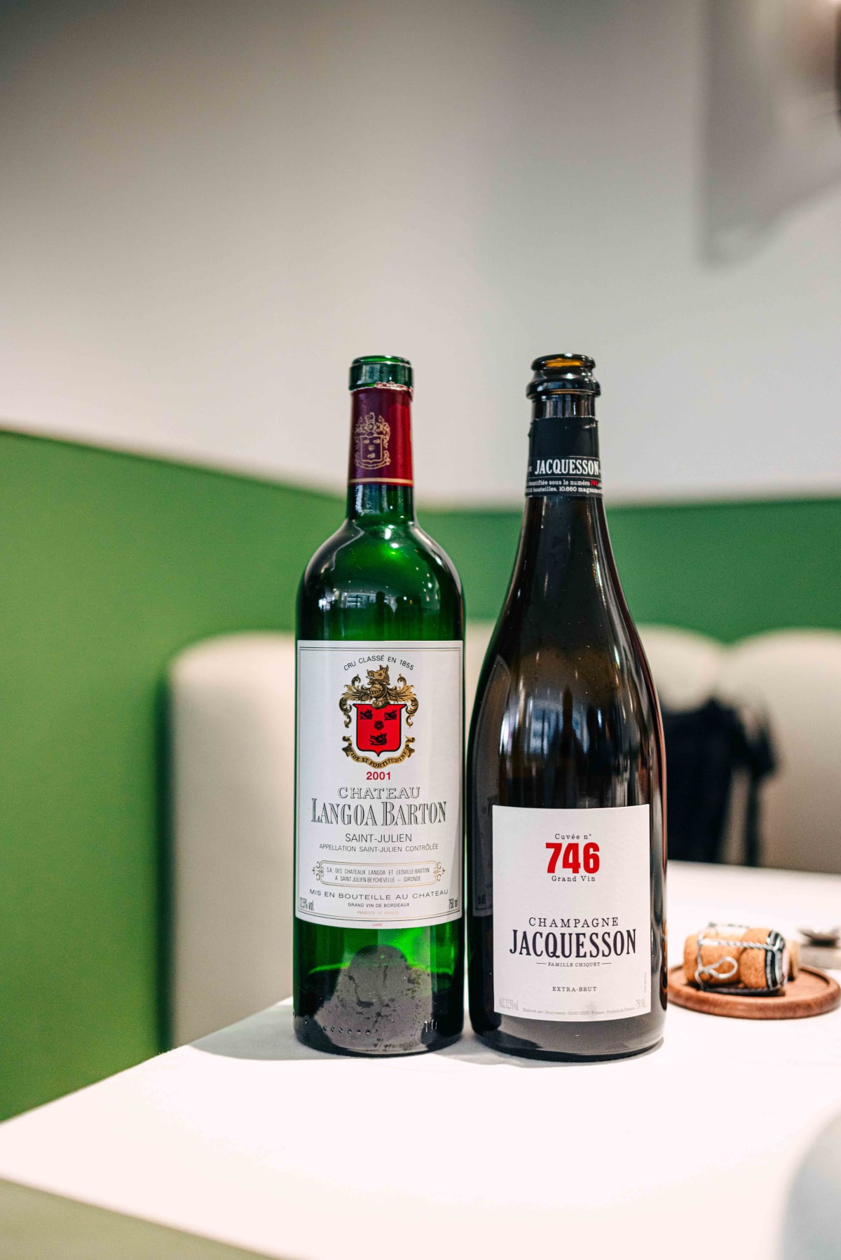 JEE, Hong Kong: the Langoa Barton 2001 and the Jacquesson 746 side by side at the end of the meal