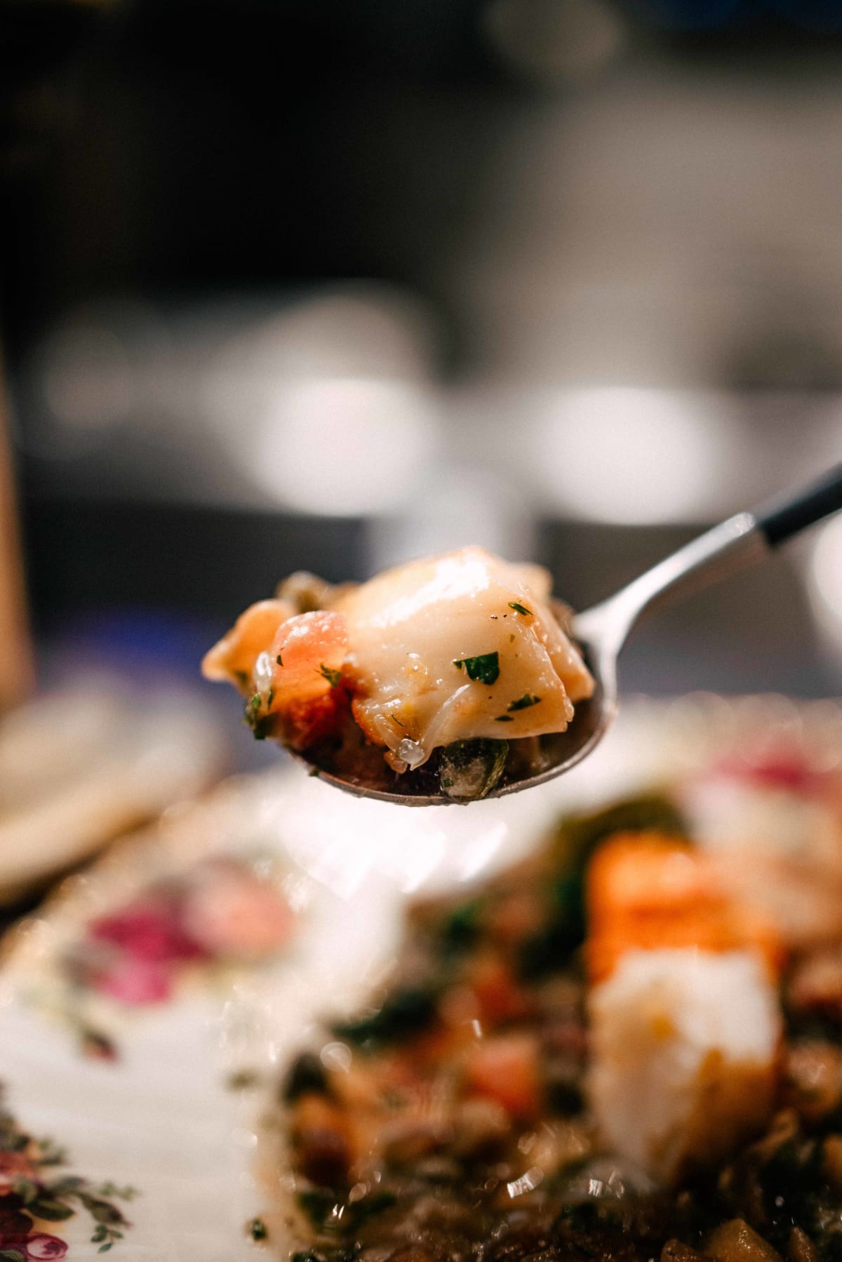 Bistro de la Mer, Amsterdam: a spoonful of scallop with capers and parsley