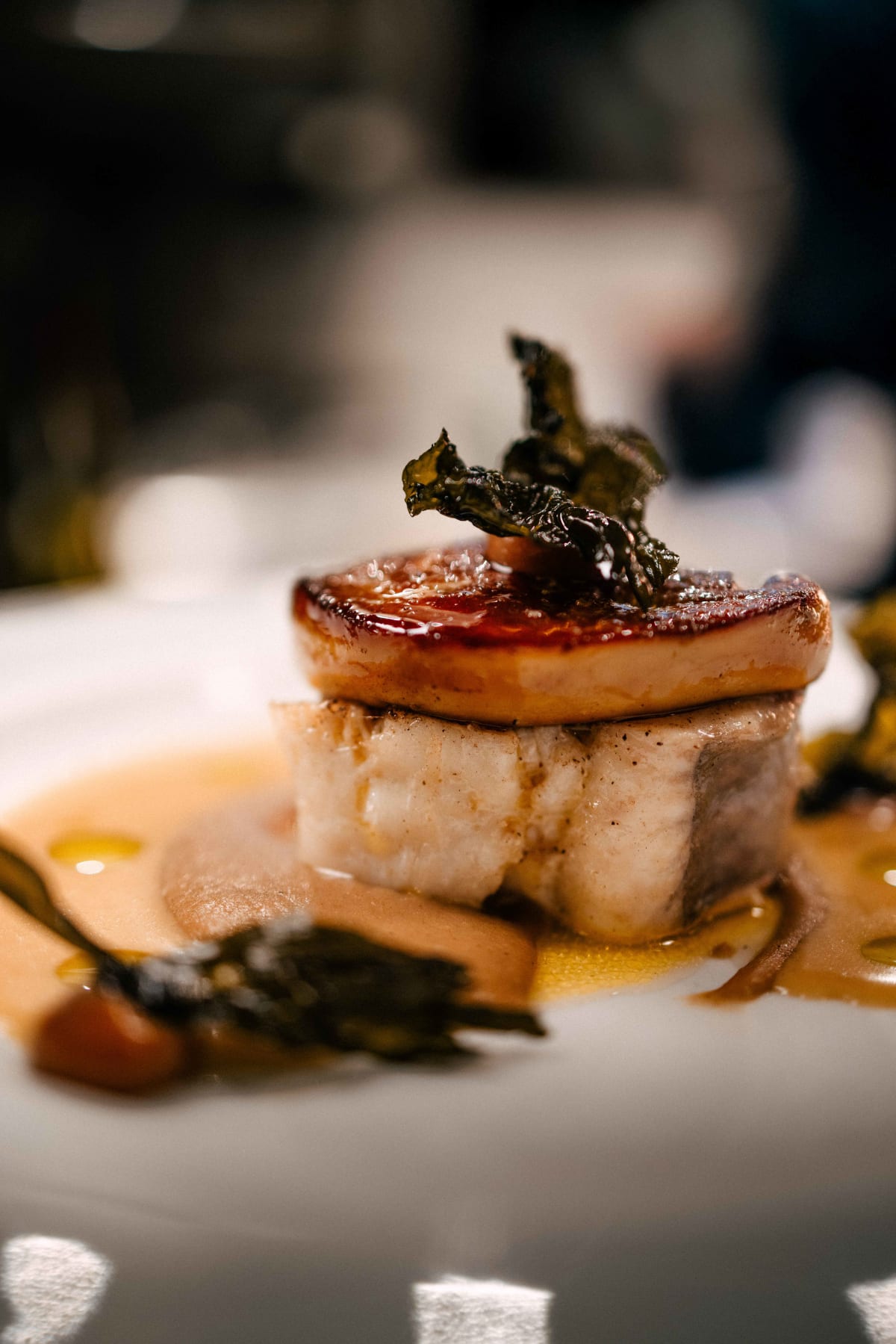Bistro de la Mer, Amsterdam: the seared foie gras on the monkfish, up close