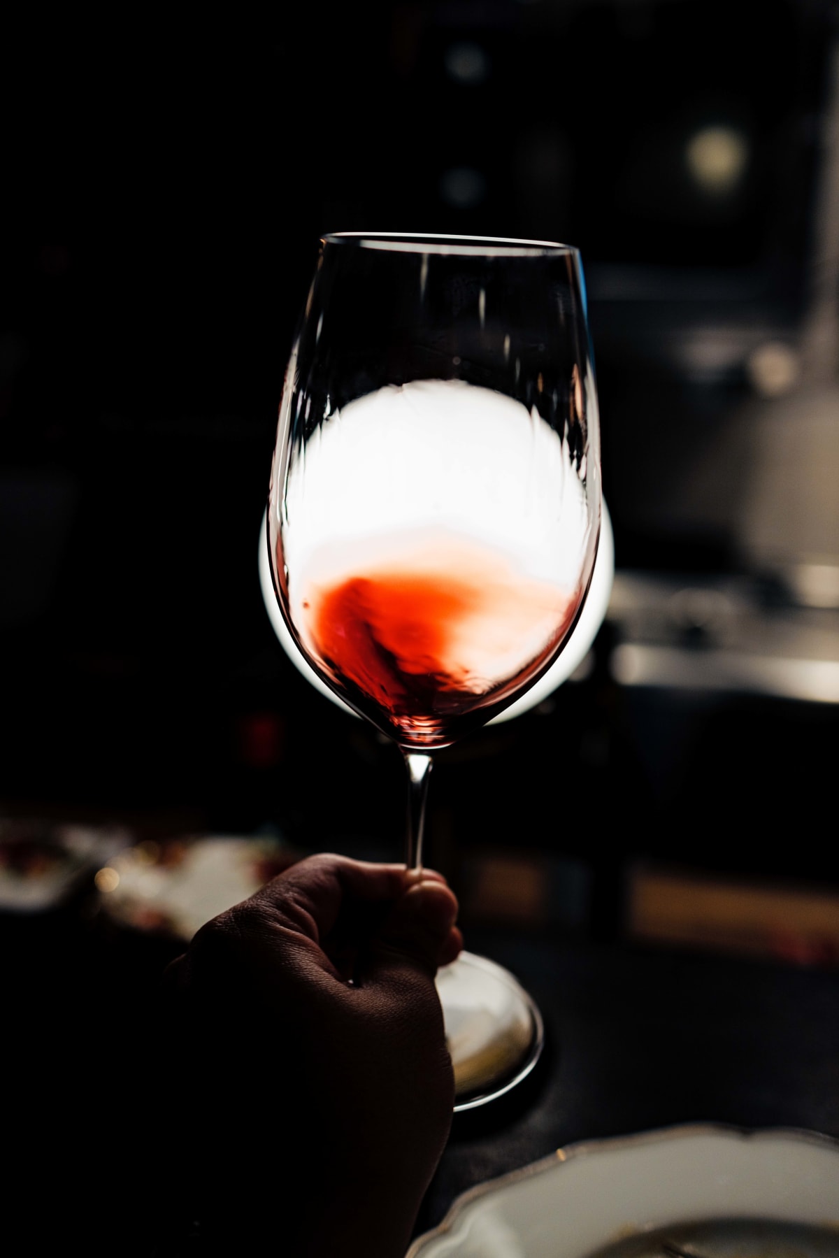 Bistro de la Mer, Amsterdam: the glass of Bordeaux in hand, with the monkfish plate below