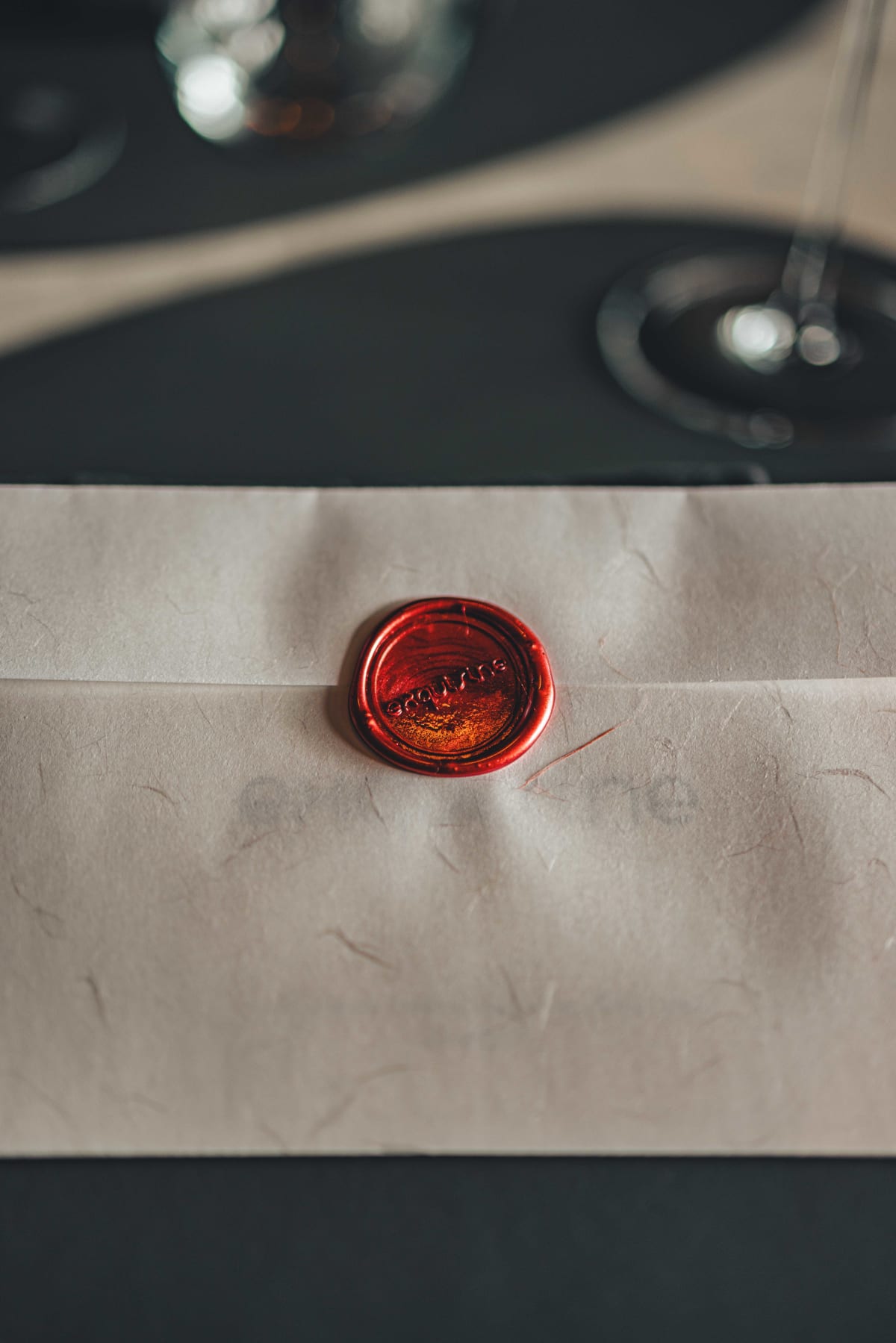 Exquisine, Seoul: the menu in its envelope, sealed with red wax, on the table