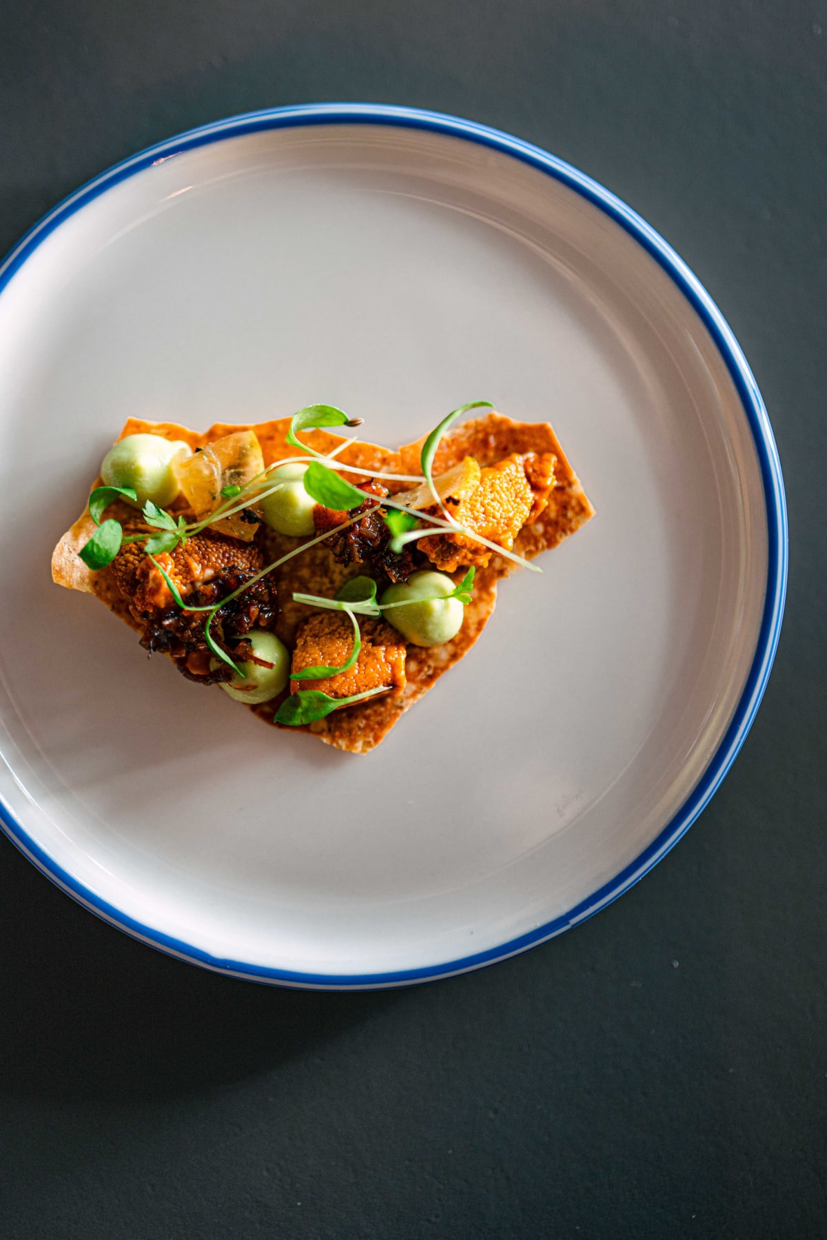 Exquisine, Seoul: the sea urchin taco from above