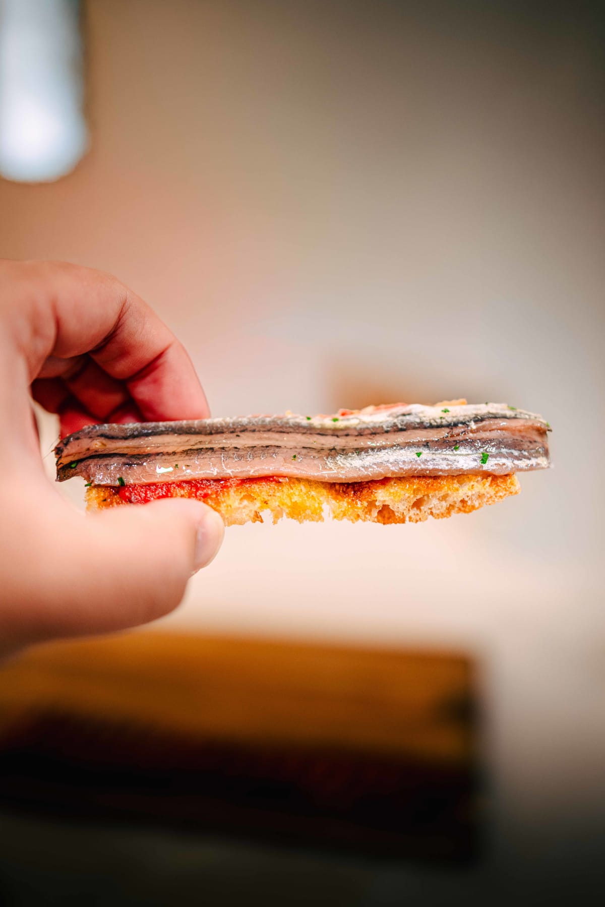 Asador Etxebarri, Axpe: salted anchovies on toasted bread