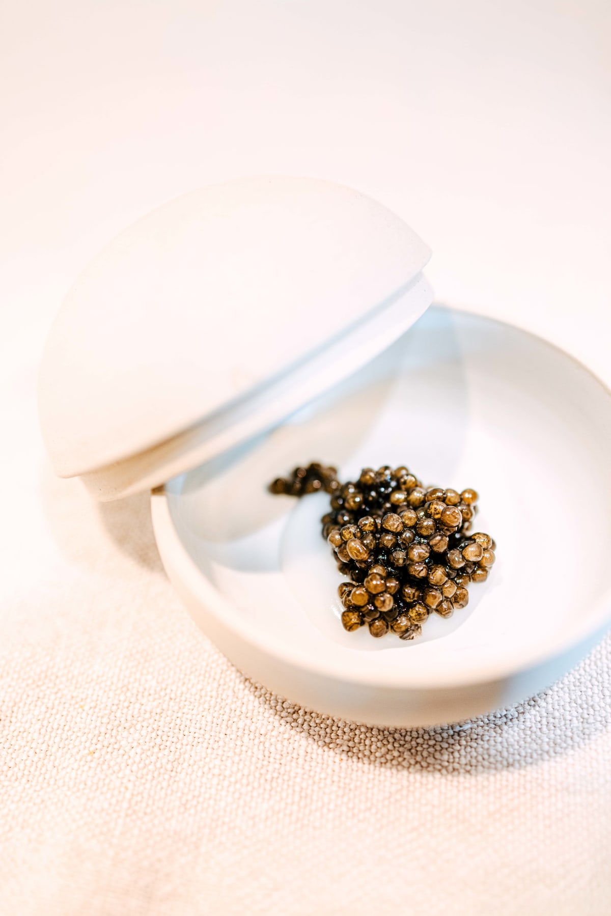 Asador Etxebarri, Axpe: the caviar in its lidded bowl, the lid lifted