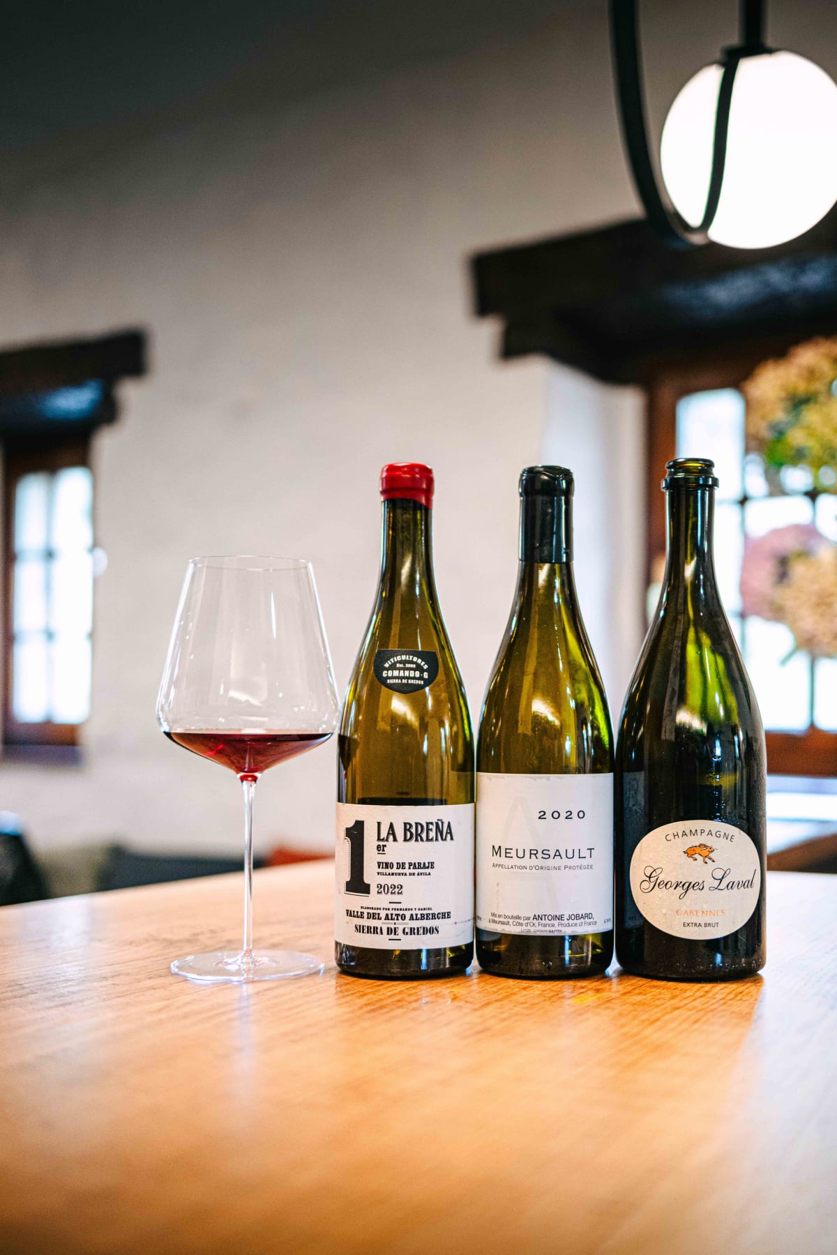Asador Etxebarri, Axpe: three of the day's wines, La Breña, the Meursault and the Georges Laval