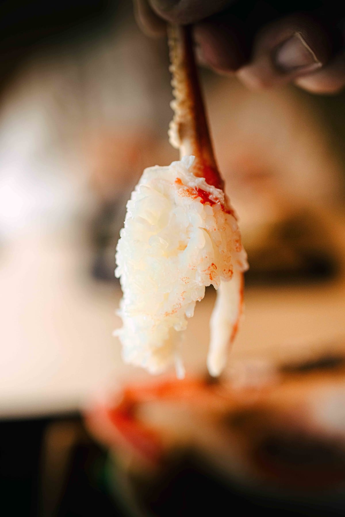 Matsukawa, Tokyo: the claw meat opening along its grain, then lifted by hand
