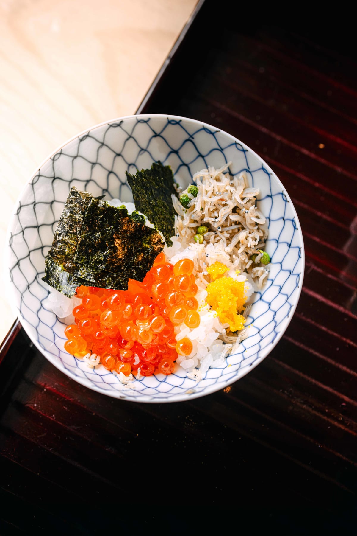 Matsukawa, Tokyo: the rice topped with ikura, nori and chirimen sansho