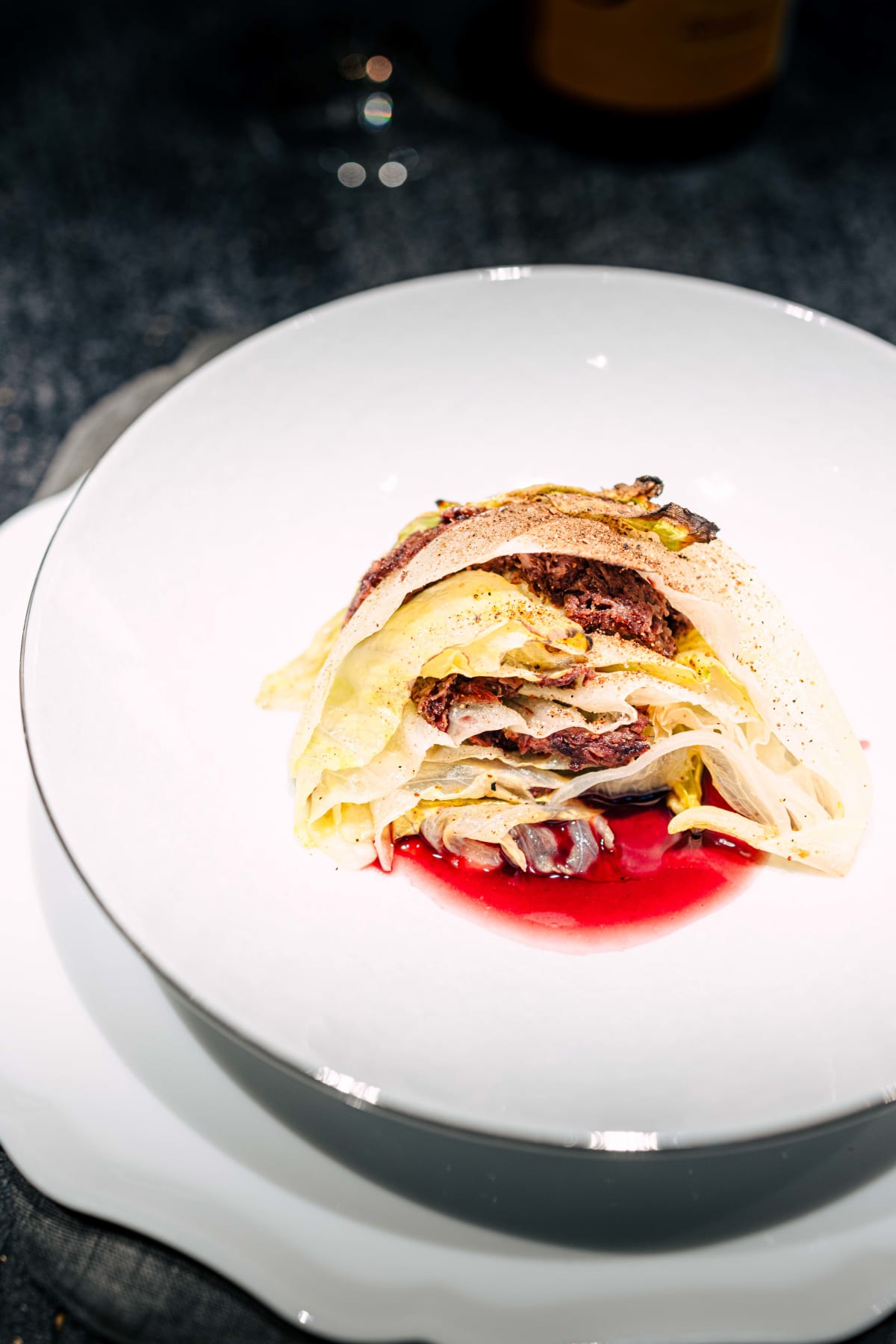 Florilège, Tokyo: the layers of lettuce and XO sauce up close