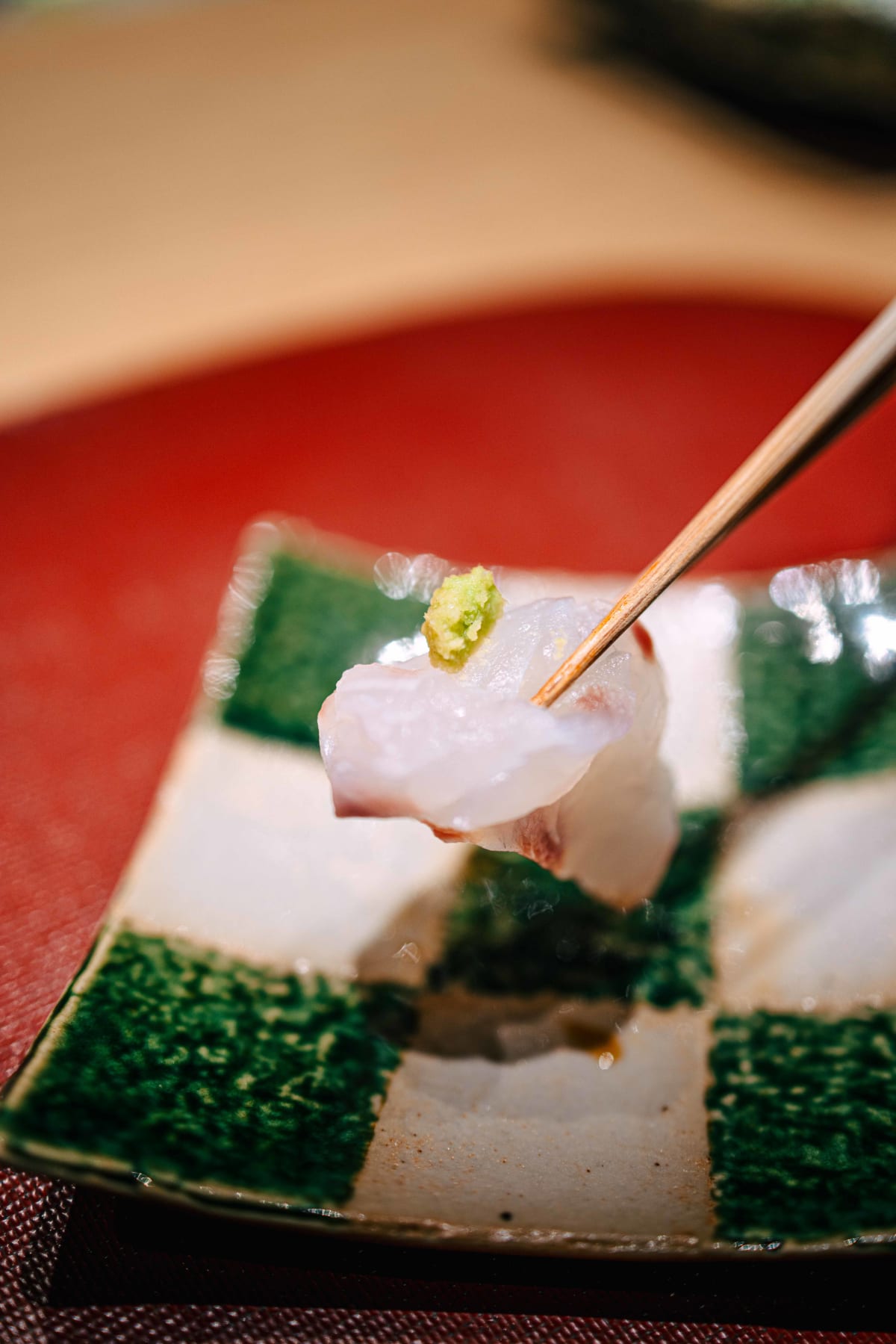 Mitou, Seoul: a slice of sashimi with wasabi