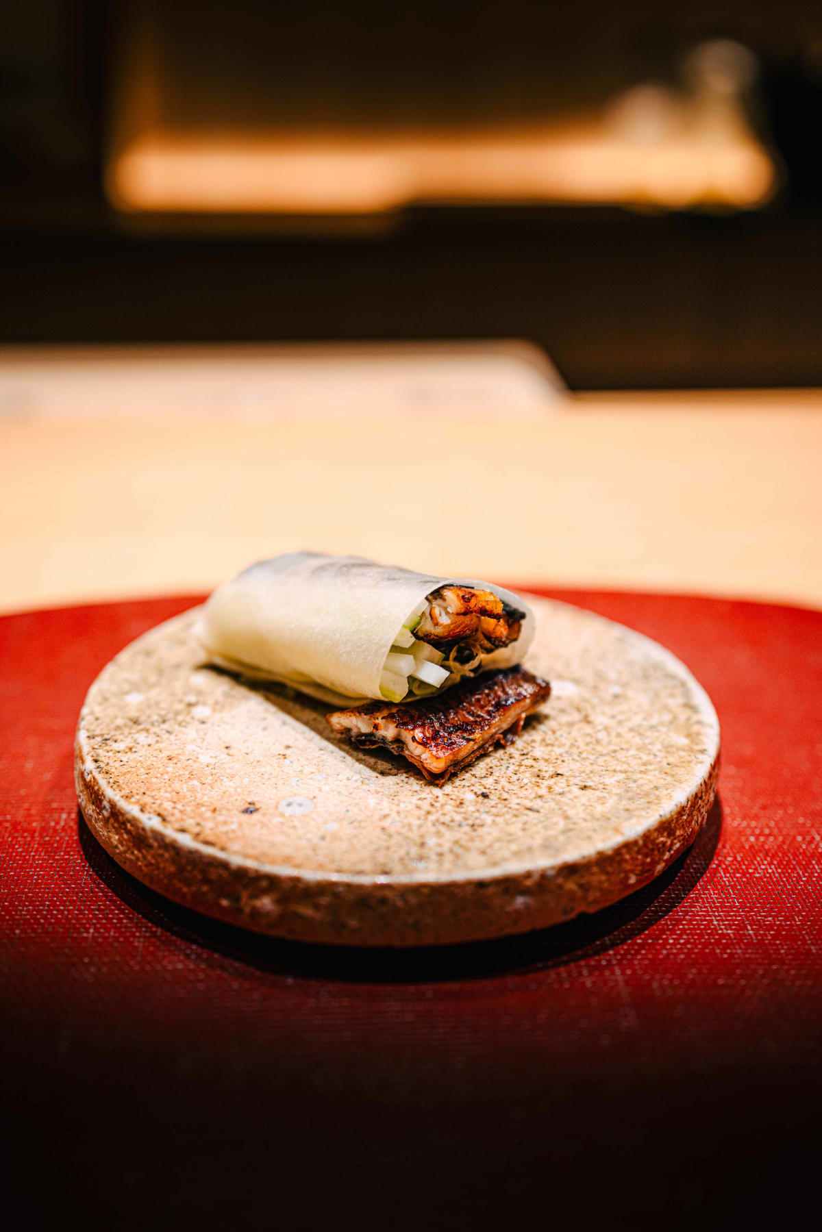 Mitou, Seoul: charcoal-grilled unagi wrapped in a thin crêpe