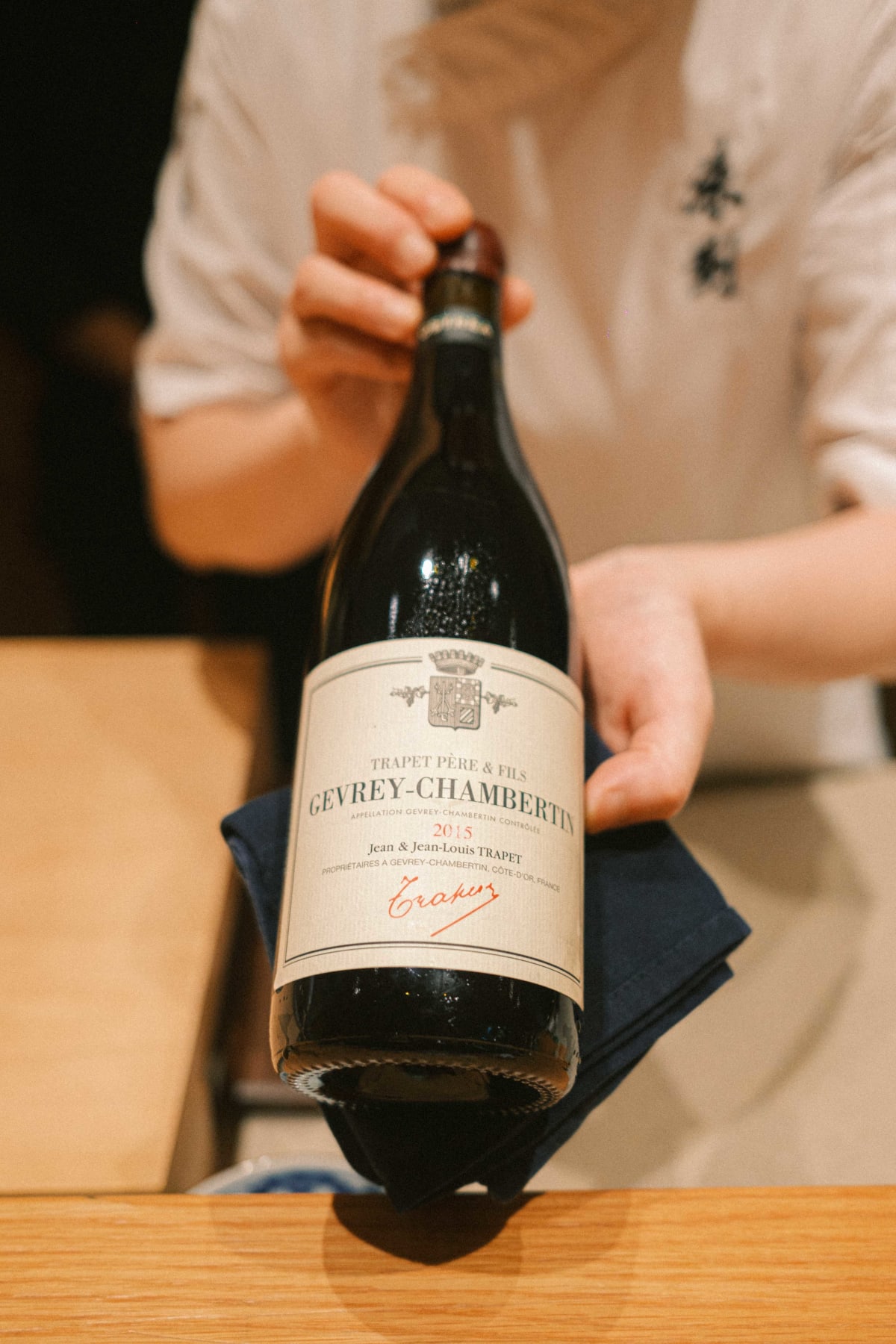 Mitou, Seoul: the Trapet Gevrey-Chambertin 2015 presented at the counter