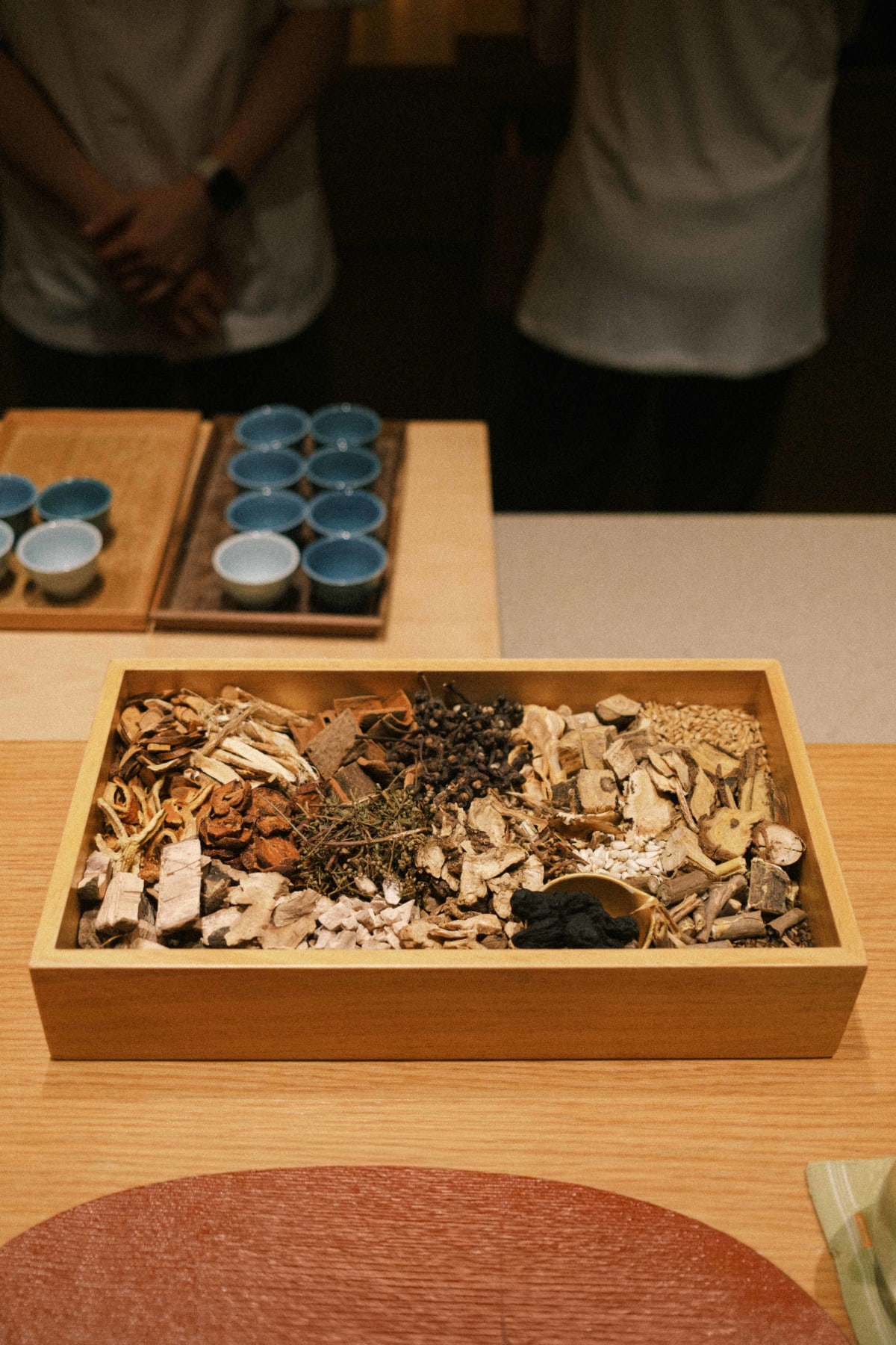 Mitou, Seoul: the sipjeon daebo-tang herbs in a wooden box