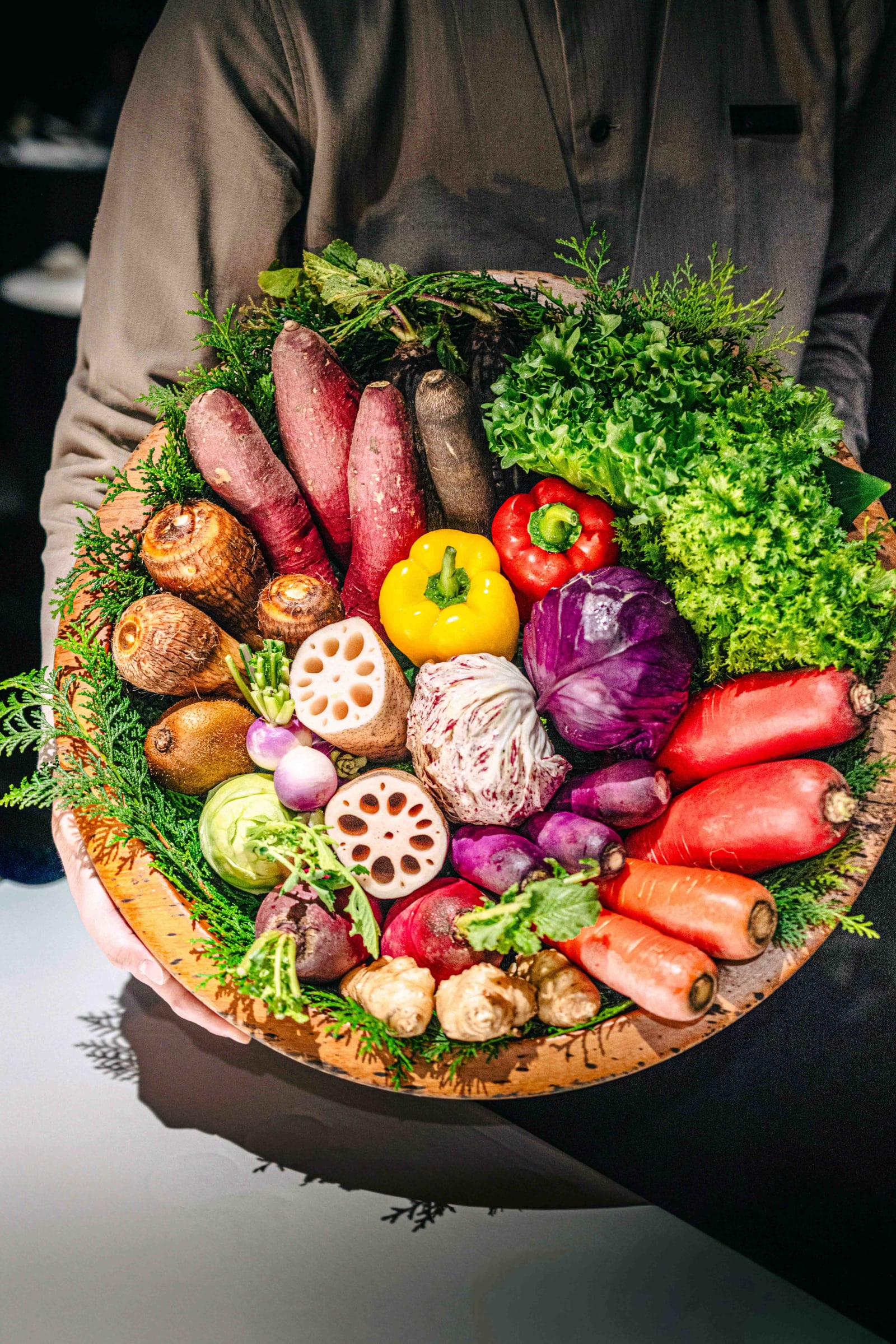 L'Effervescence, Tokyo: the full spread of vegetables presented before the Artisanal Vegetables course