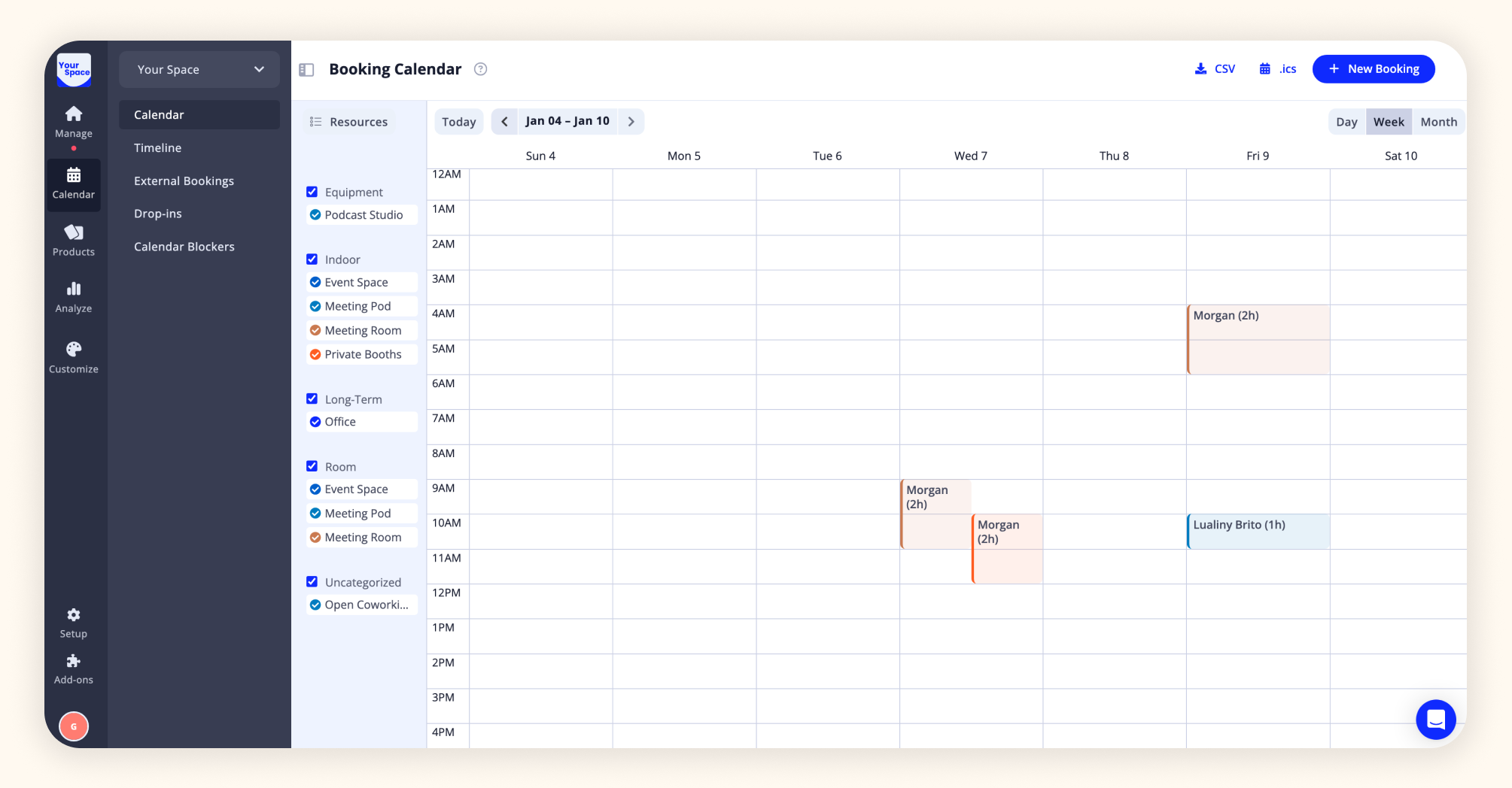 Cobot Space Management UI – view 1