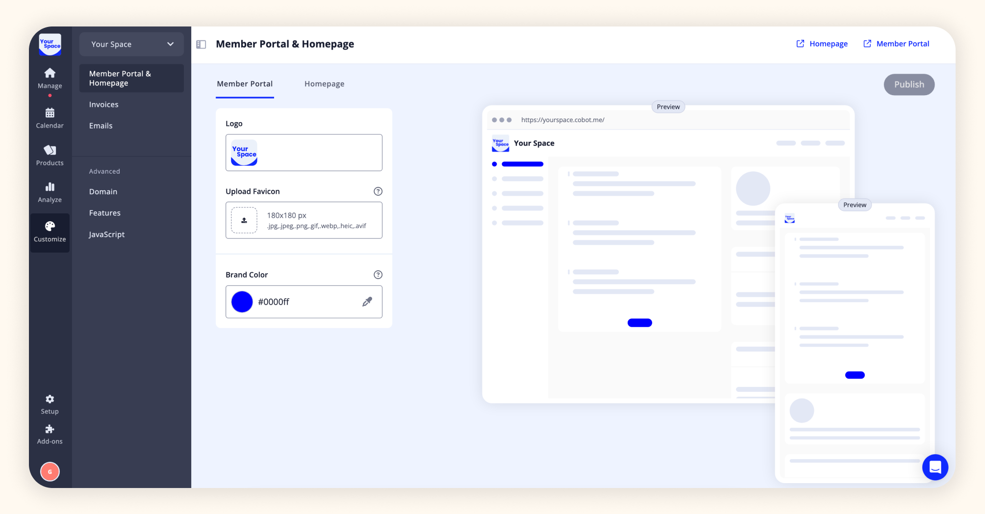 Cobot Space Management UI – view 2