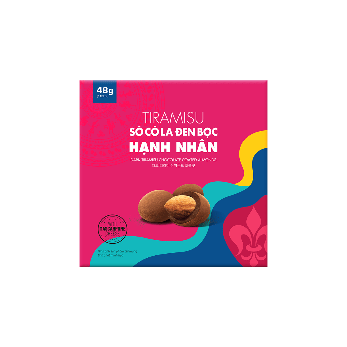 Tiramisu sô cô la đen bọc hạt hạnh nhân