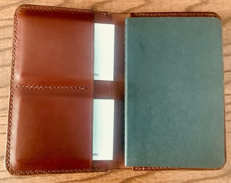 Handmade notebook in brown leather with Moleskin pad