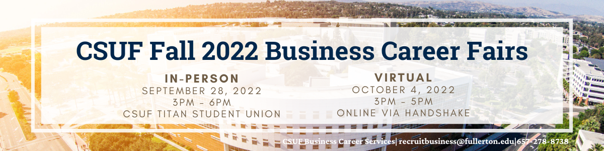 Fall 2022 Business Career Fairs Banner