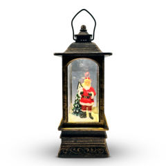 Lampion Szklany Led Swiateczny Z Mikołajem - 15cm