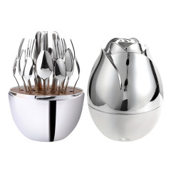 Zestaw Sztućców 24 Szt Stal Nierdzewna W Kształcie Jajka Srebrne