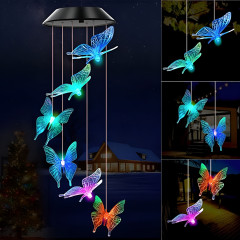 Lampki Solarne Wiszące  Motyl Wielokolorowy Lampka Led  Rgb 1 Szt. 78 Cm