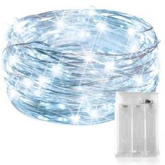Lampki Druciki 100 Led Na Baterie 10m Zimna Biel