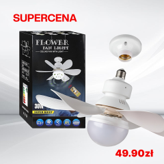 Wentylator sufitowy z lampą LED 2w1 30 W, oprawka E27 i pilot