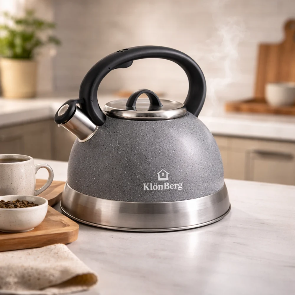 Stainless Steel Whistling Kettle 3L Marble Grey Klonberg KB-1011