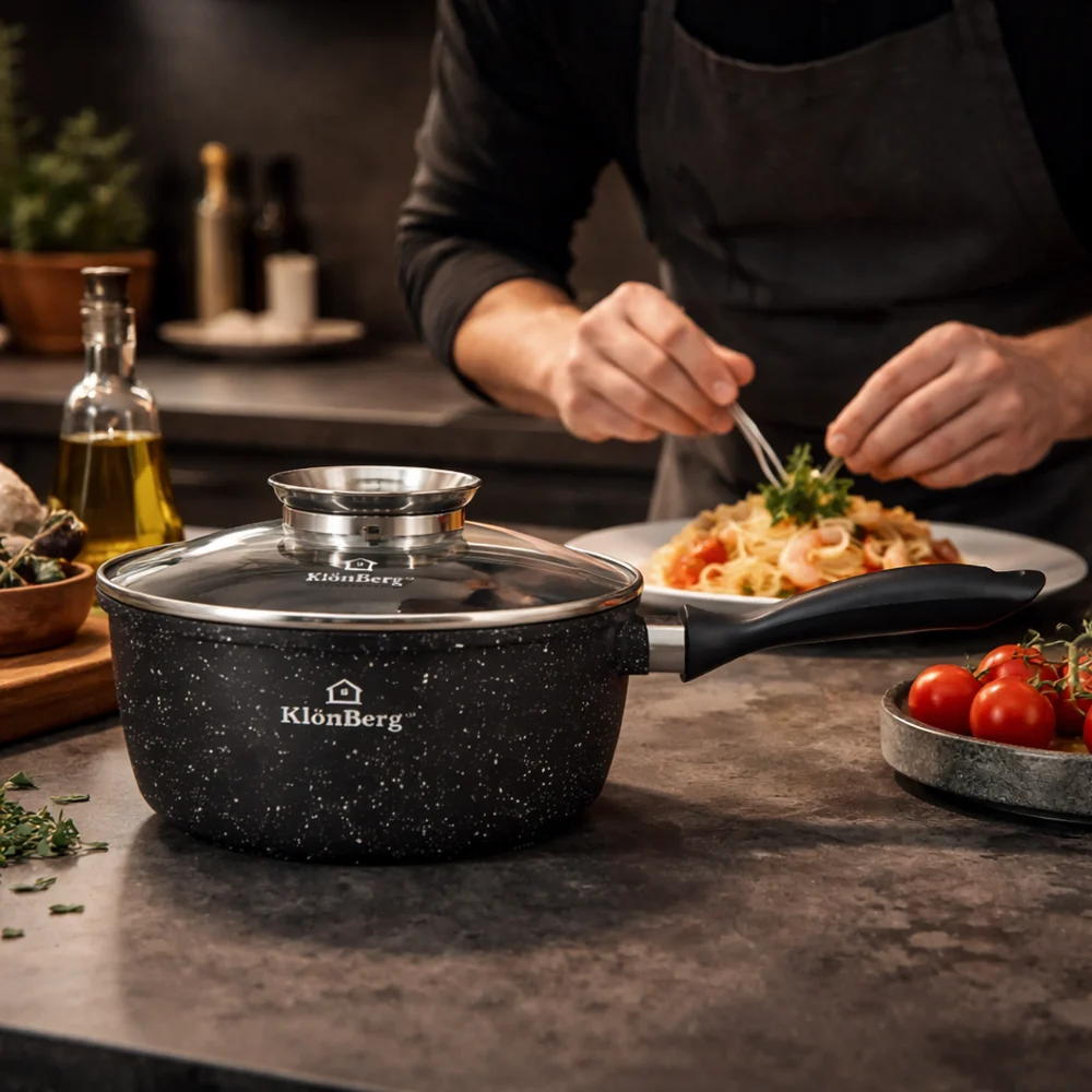 Sauce Pan 20cm 2.5L Ceramic Non-Stick with Glass Lid for Induction KB-4020