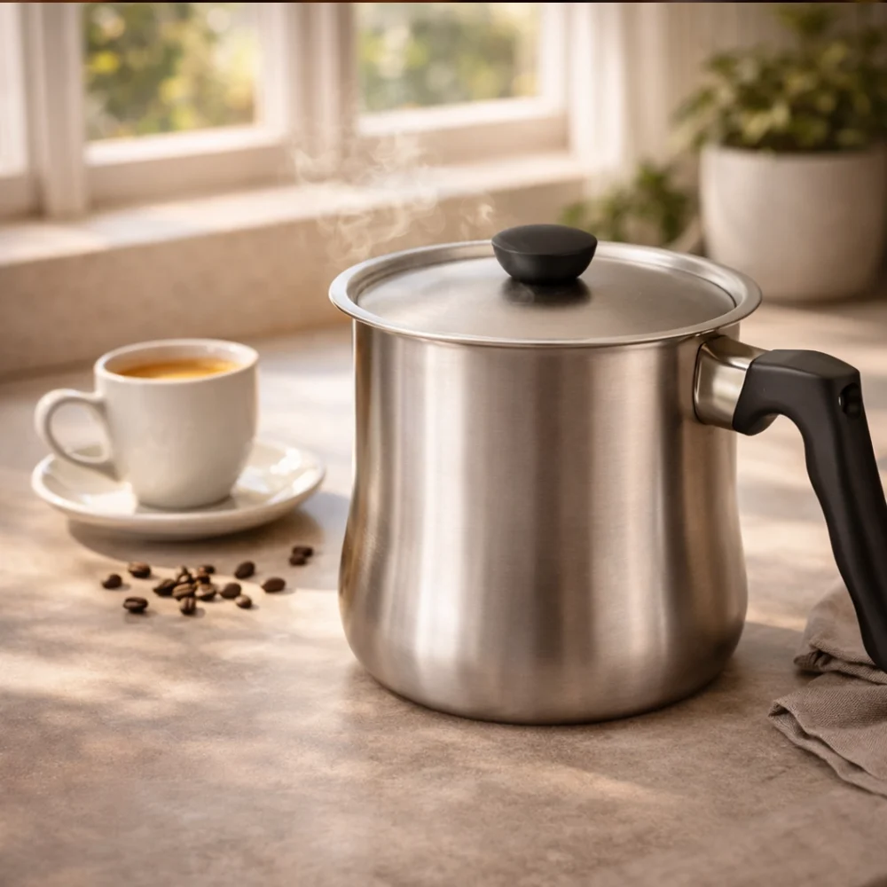 Double Wall Milk Pot 1.6L Stainless Steel Milk Boiler with Whistle KB-2602
