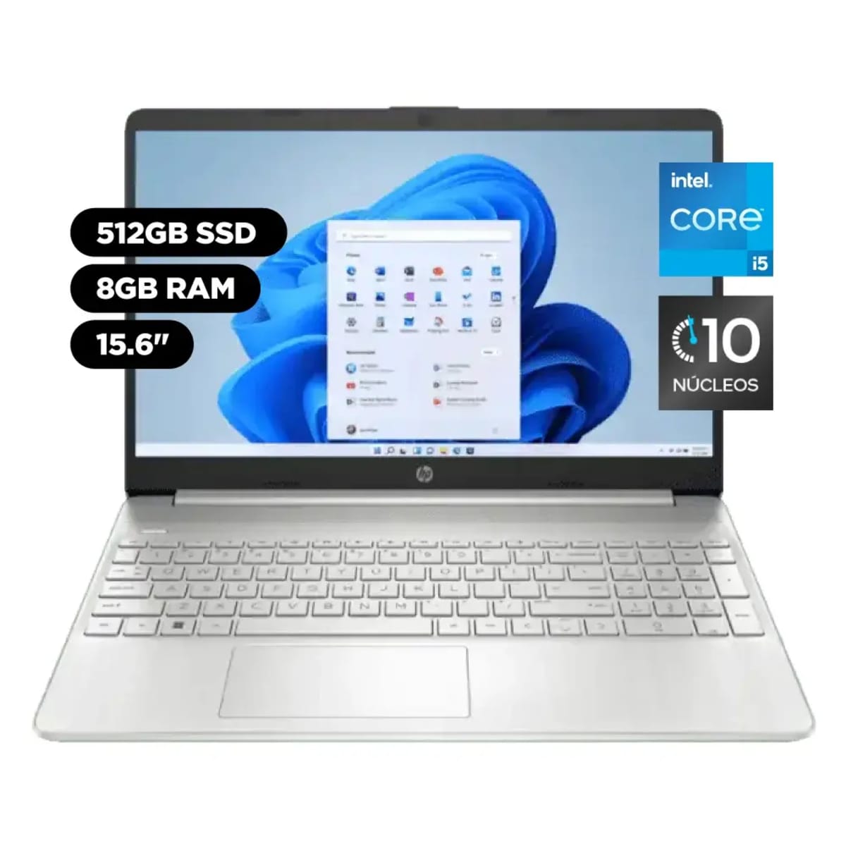Laptop HP 15.6” Windows 11 Intel Core i5 12a Gen 10 Núcleos 8GB 512GB SSD 15-DY5000LA