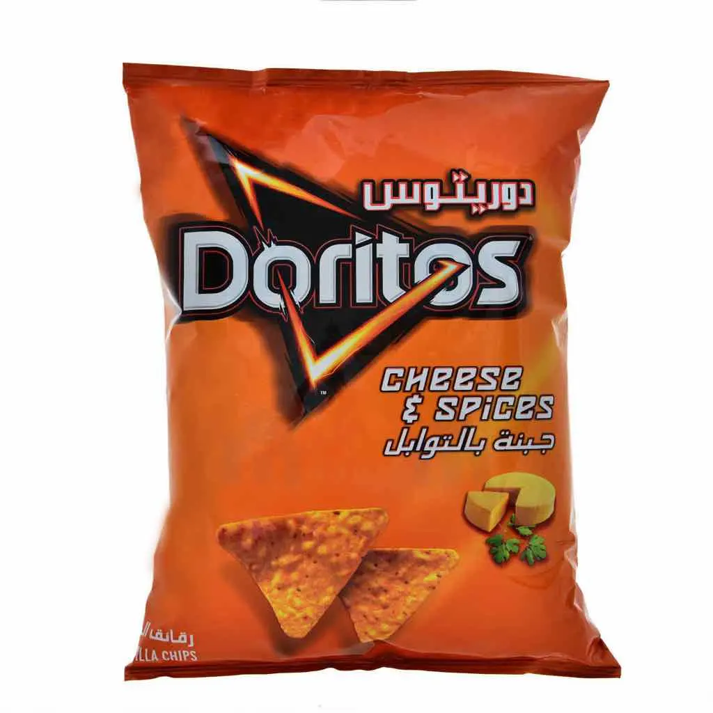 Tortillas chips de maïs saveur fromage et épices 100g - DORITOS