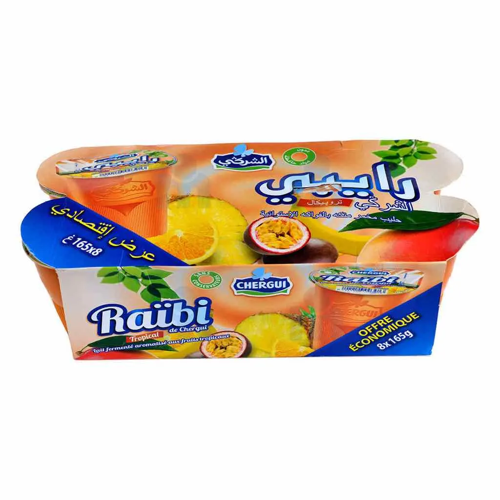 Yaourt à boire aromatisé aux fruits tropicaux Raïbi 8x170g - CHERGUI