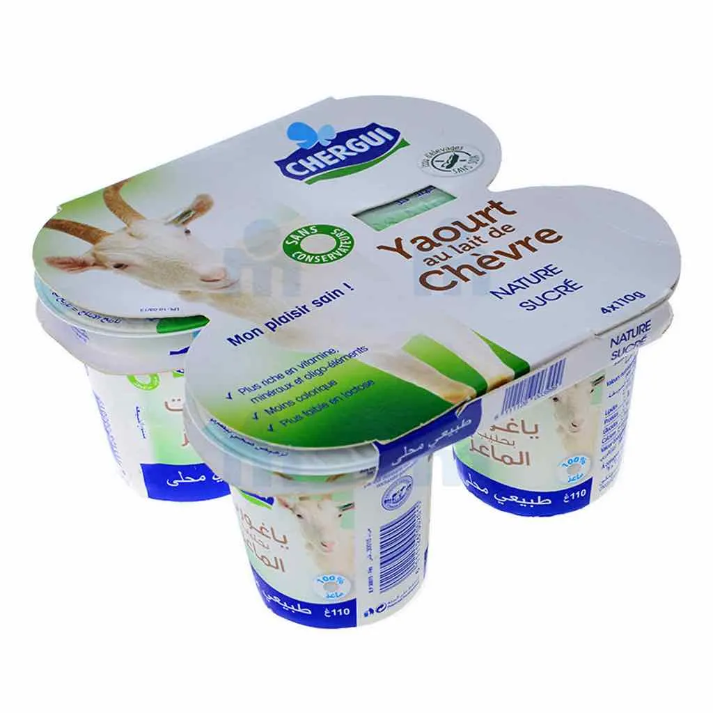 Yaourt au lait de chèvre nature sucré 4x110g - CHERGUI