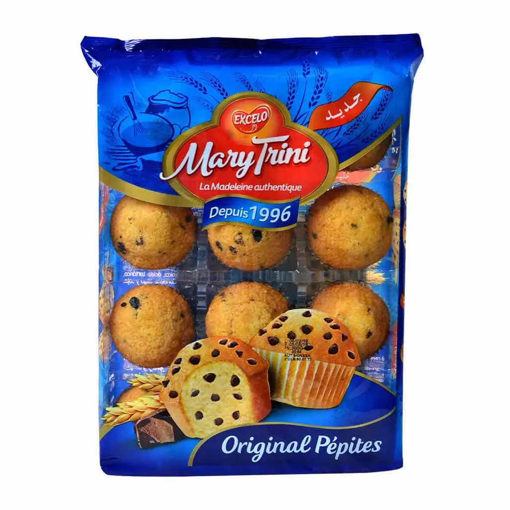 Madeleines nature aux pépites de chocolat Mary Trini 300g - EXCELO