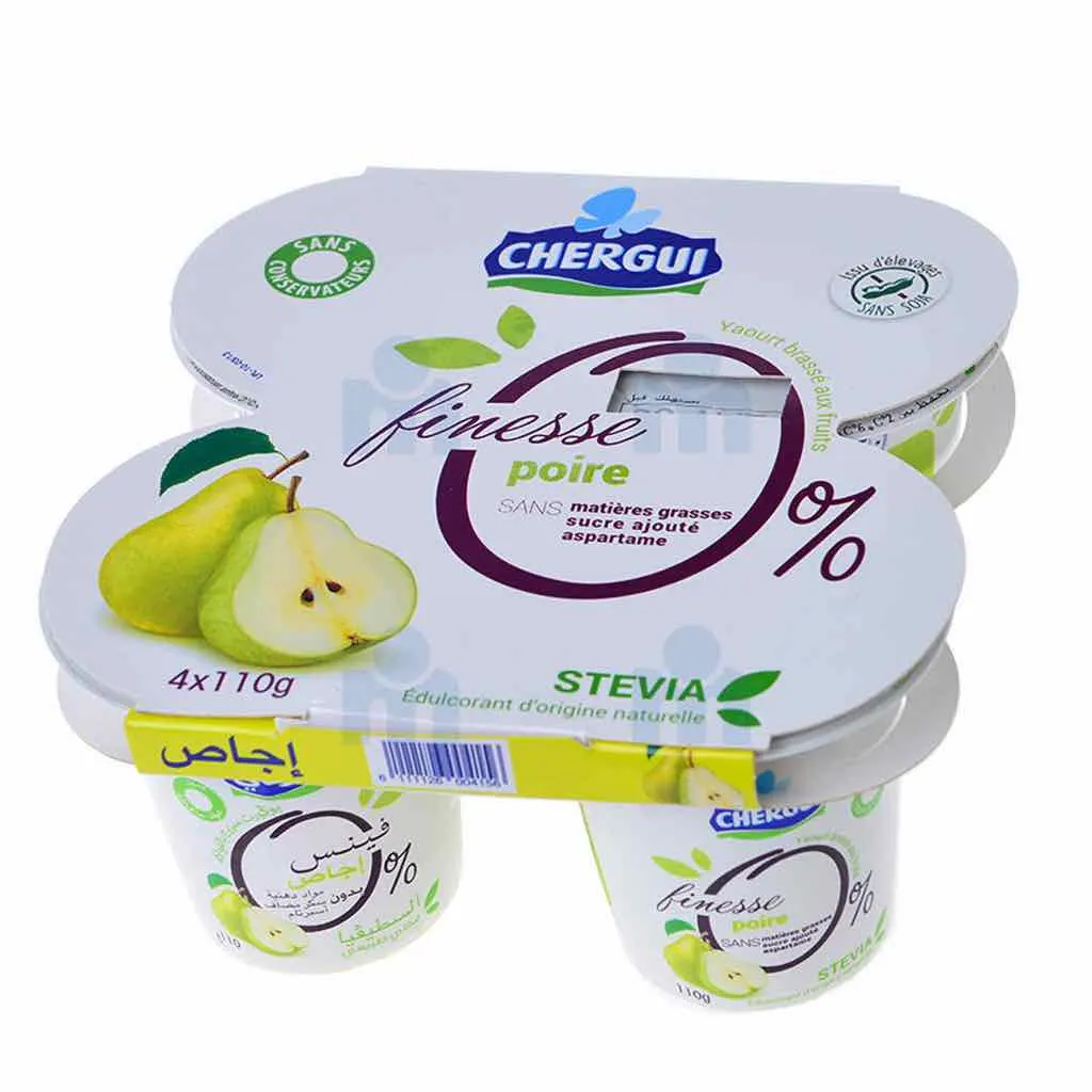 Yaourt poire Finesse 0% 4x110g - CHERGUI
