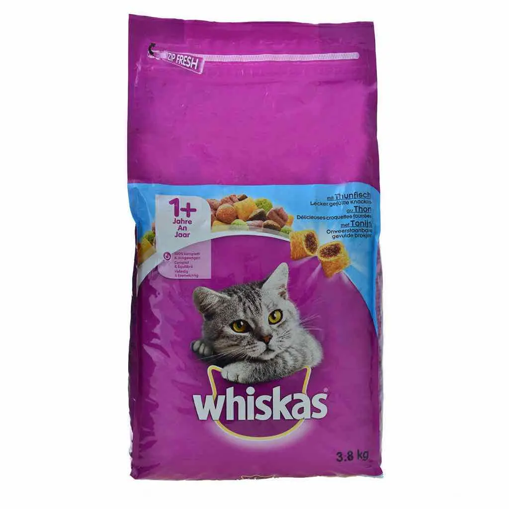 Croquettes fourées au thon pour chat adulte 3,8Kg - WHISKAS