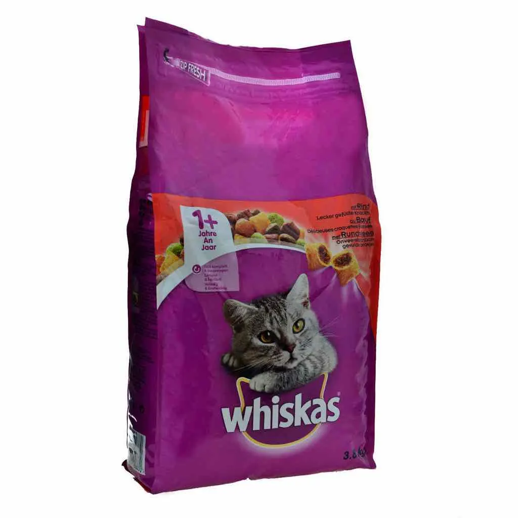 Croquettes fourées au bœuf pour chat adulte 3,8Kg - WHISKAS
