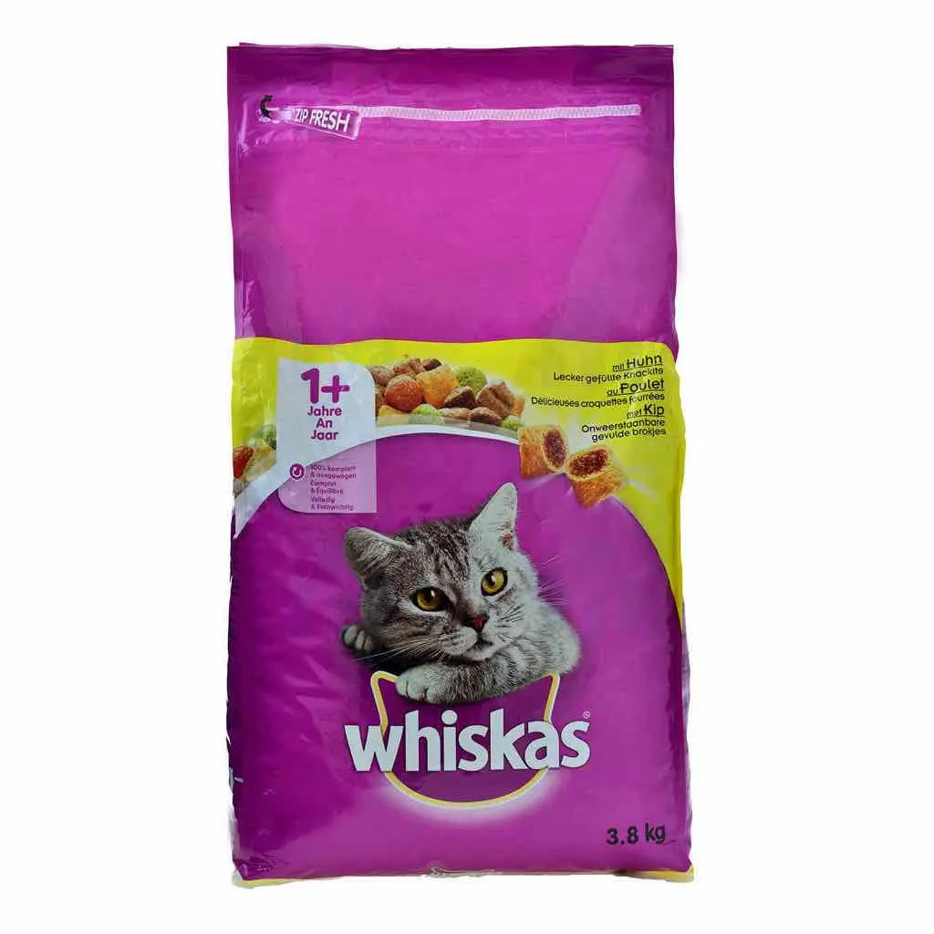Croquettes fourées au poulet pour chat adulte 3,8Kg - WHISKAS
